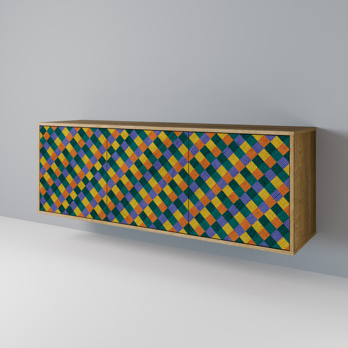PAINTED SQUARES MIX 3-Door Sideboard