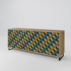 PAINTED SQUARES MIX 3-Door Sideboard in Oak Effect