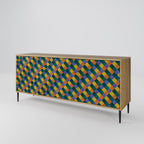 PAINTED SQUARES MIX 3-Door Sideboard in Oak Effect