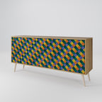 PAINTED SQUARES MIX 3-Door Sideboard in Oak Effect