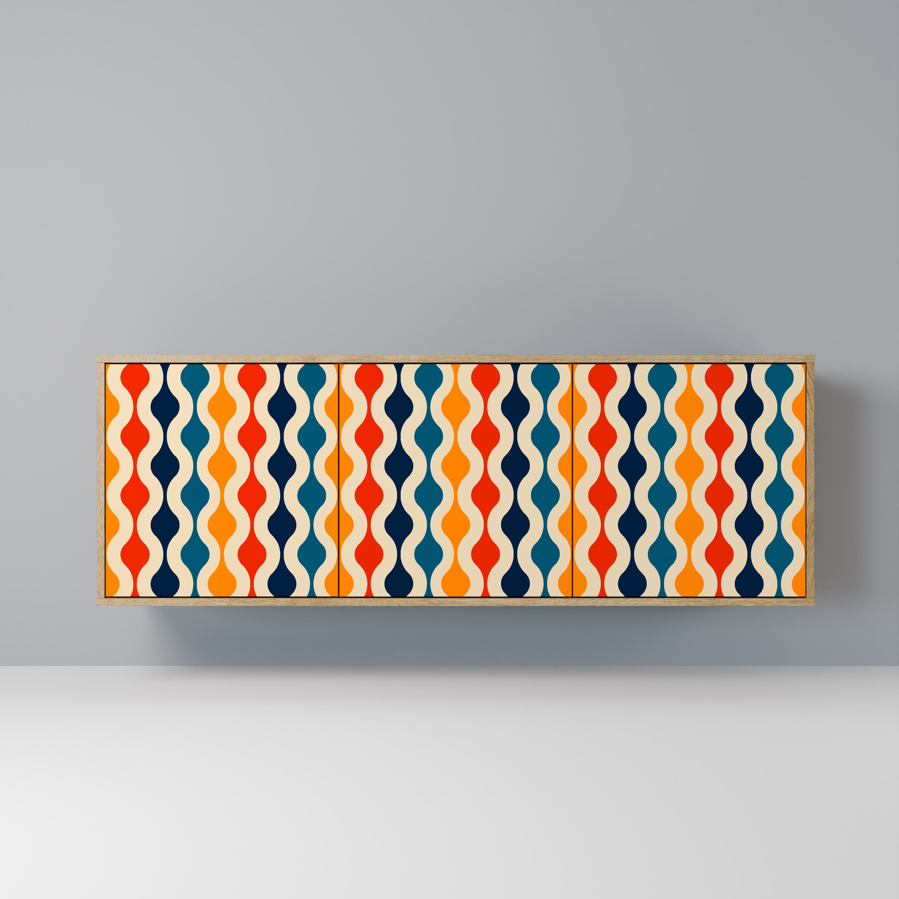 COLORFUL NOSTALGIA Aparador de 3 Portas em Efeito Carvalho