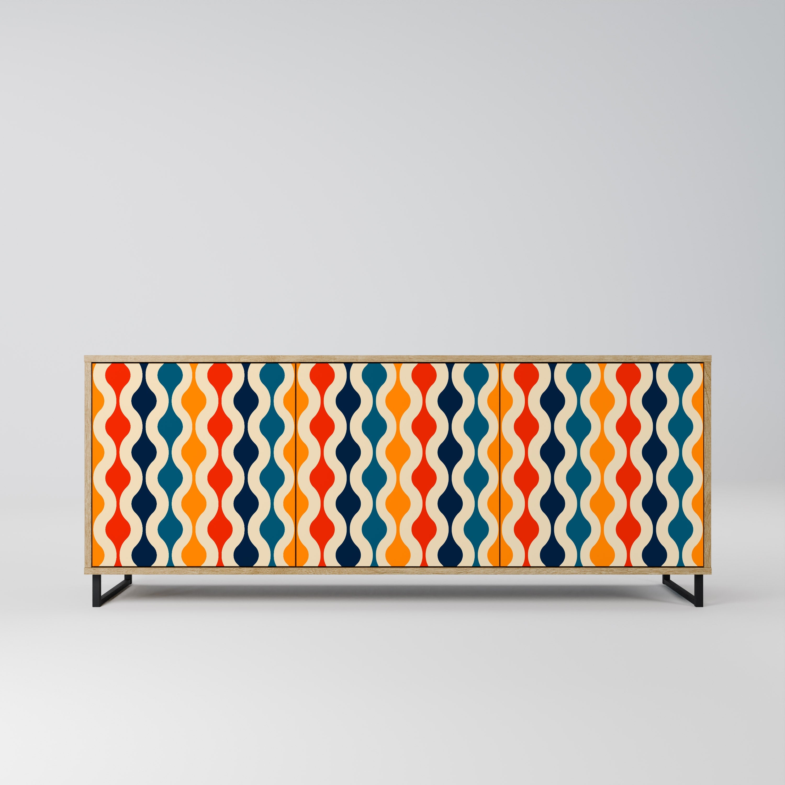 COLORFUL NOSTALGIA Aparador de 3 Portas em Efeito Carvalho