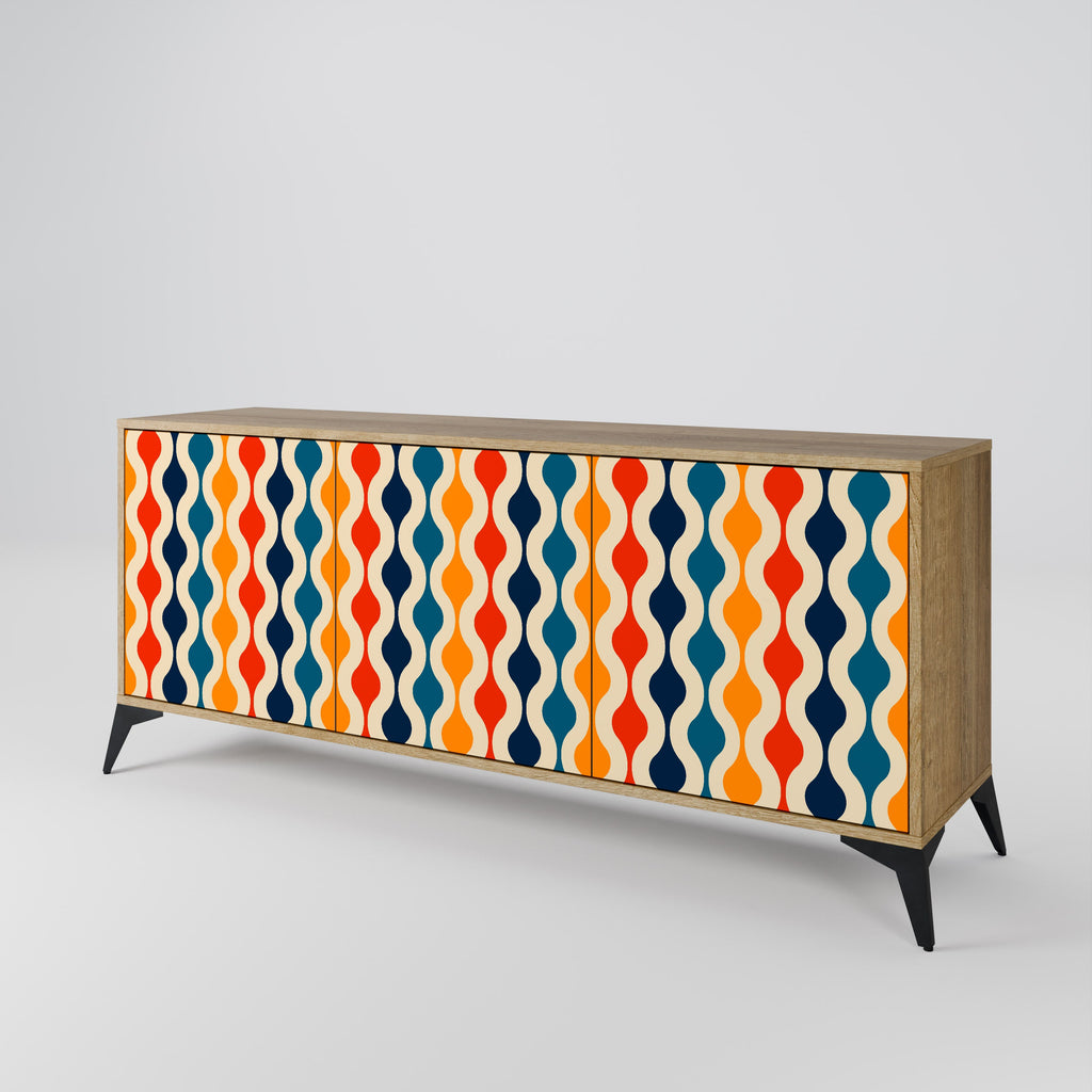 COLORFUL NOSTALGIA 3-Door Sideboard in Oak Effect