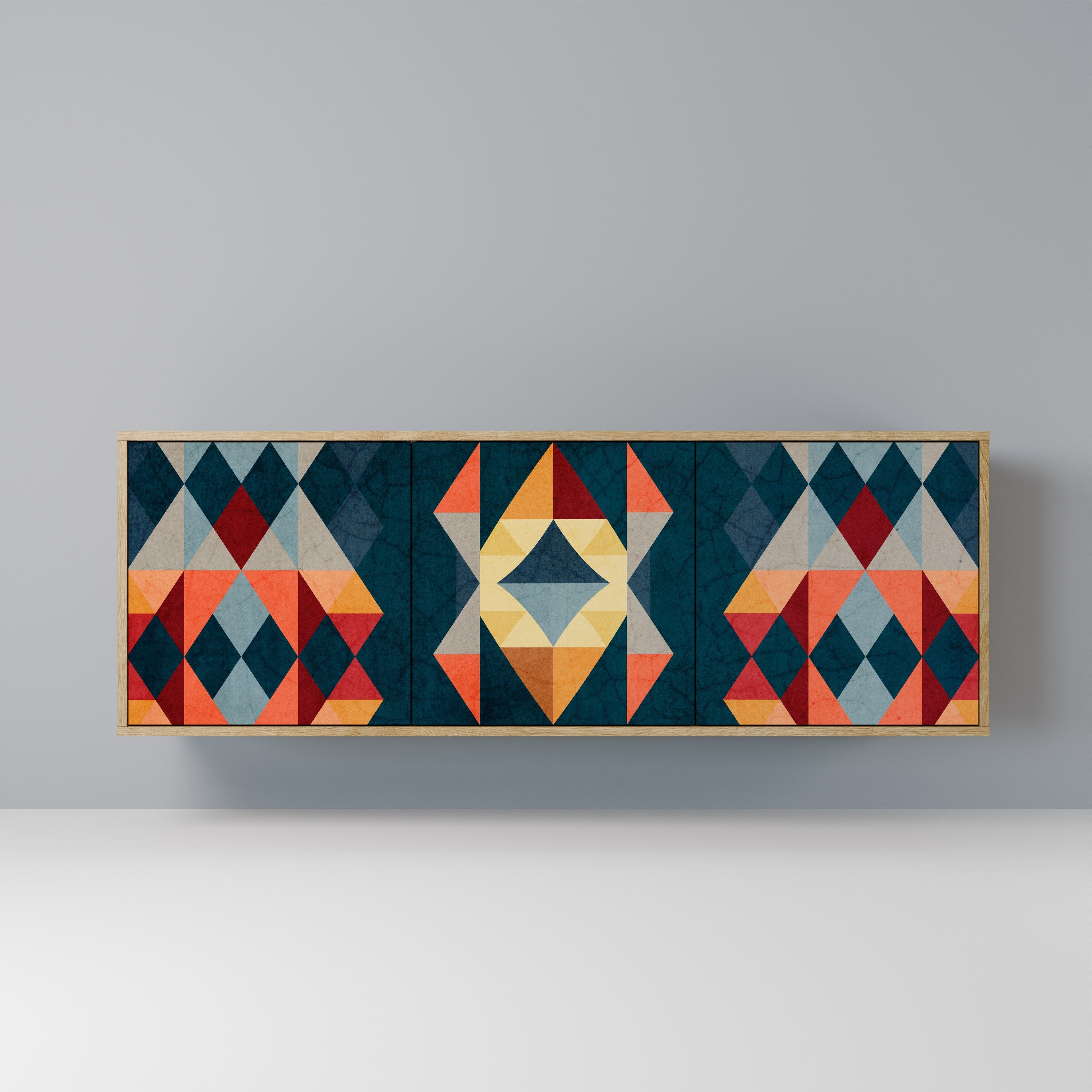 CRACKED ILLUSION Aparador de 3 Portas em Efeito Carvalho