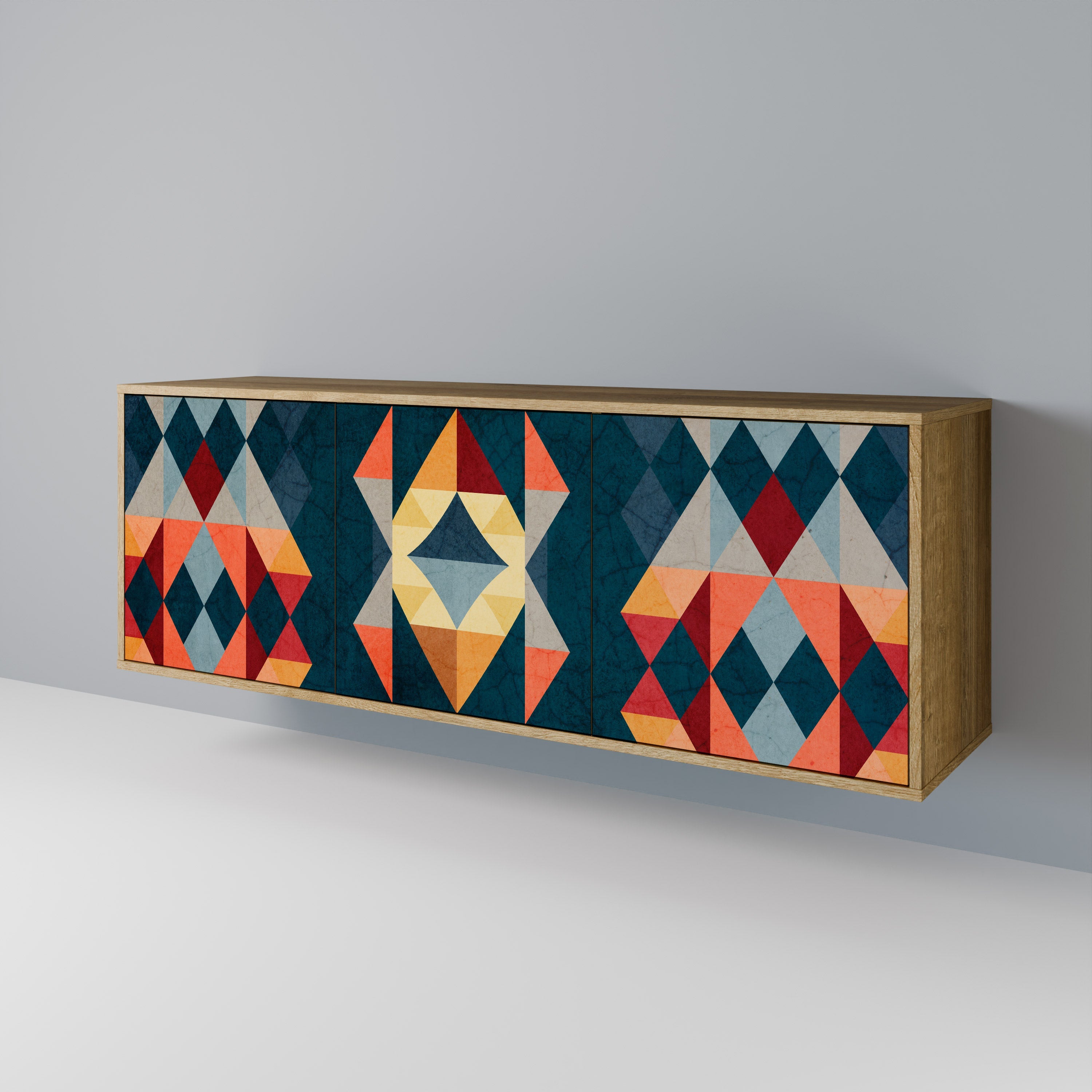 CRACKED ILLUSION Aparador de 3 Portas em Efeito Carvalho