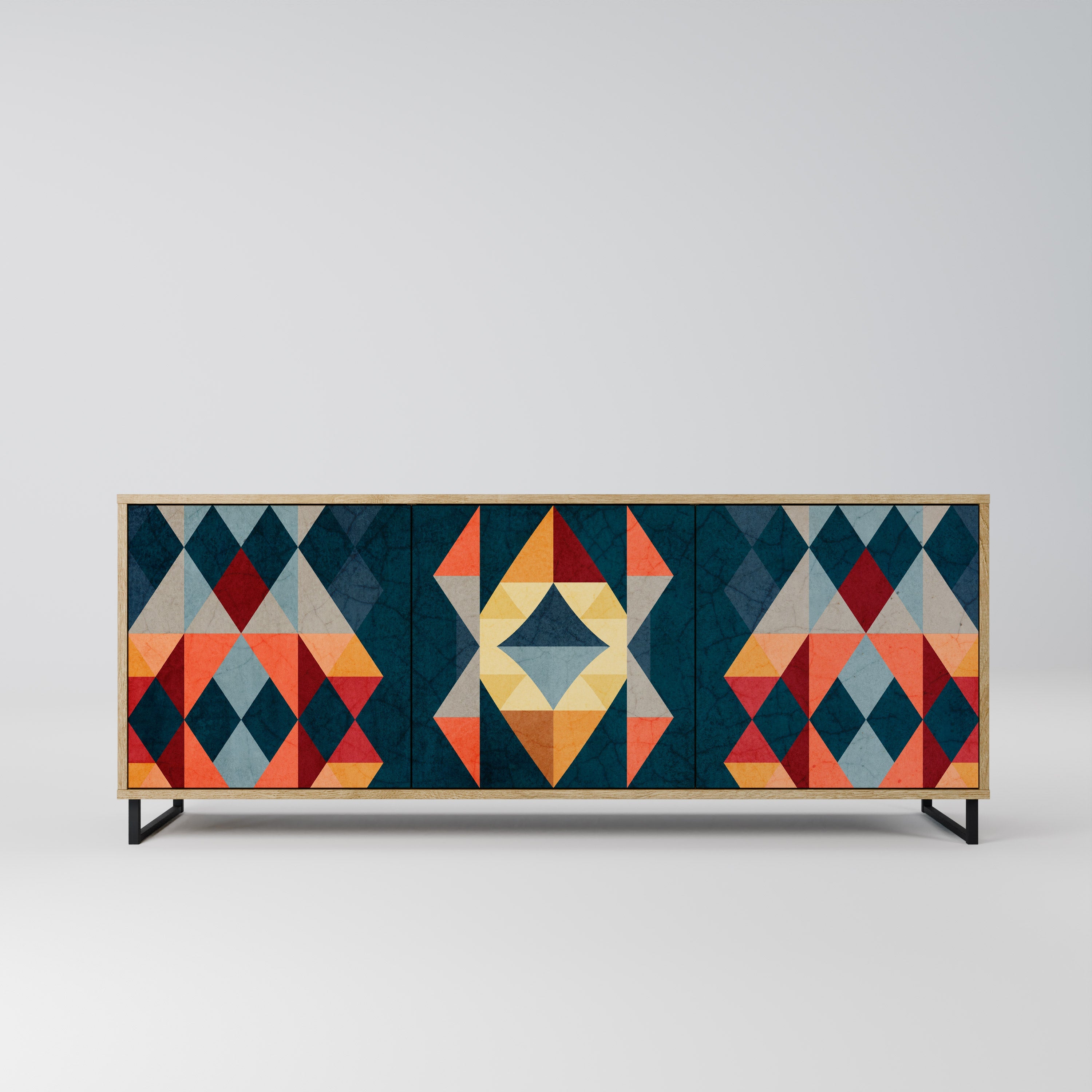 CRACKED ILLUSION Aparador de 3 Portas em Efeito Carvalho