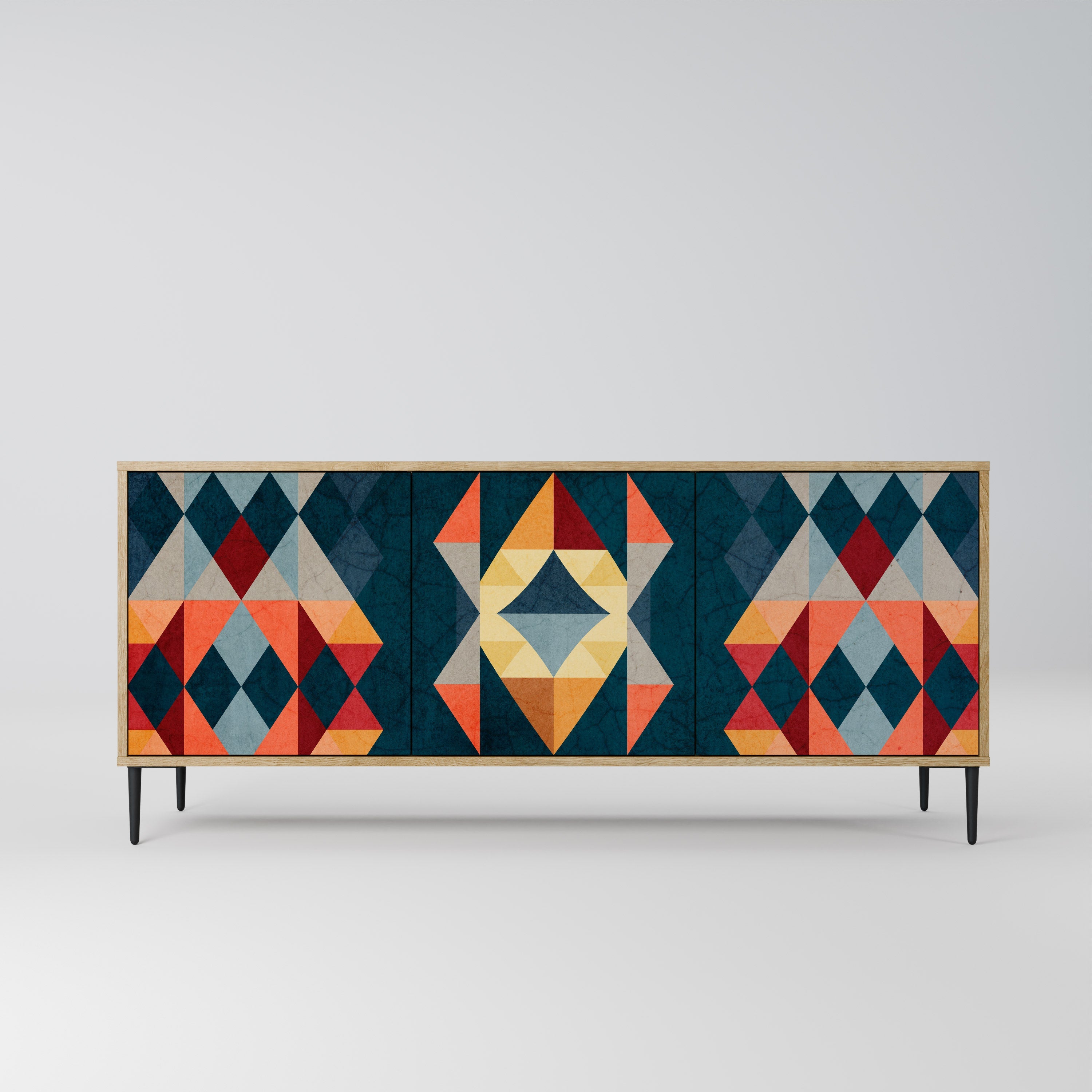 CRACKED ILLUSION Aparador de 3 Portas em Efeito Carvalho