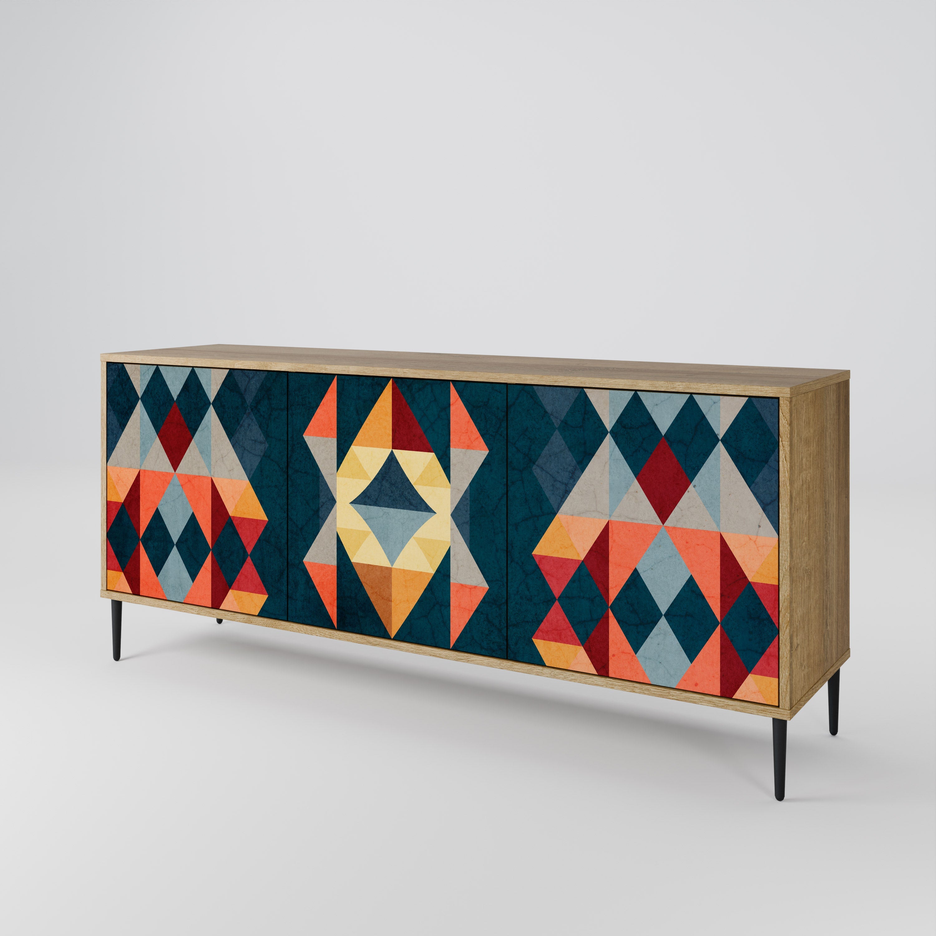 CRACKED ILLUSION Aparador de 3 Portas em Efeito Carvalho