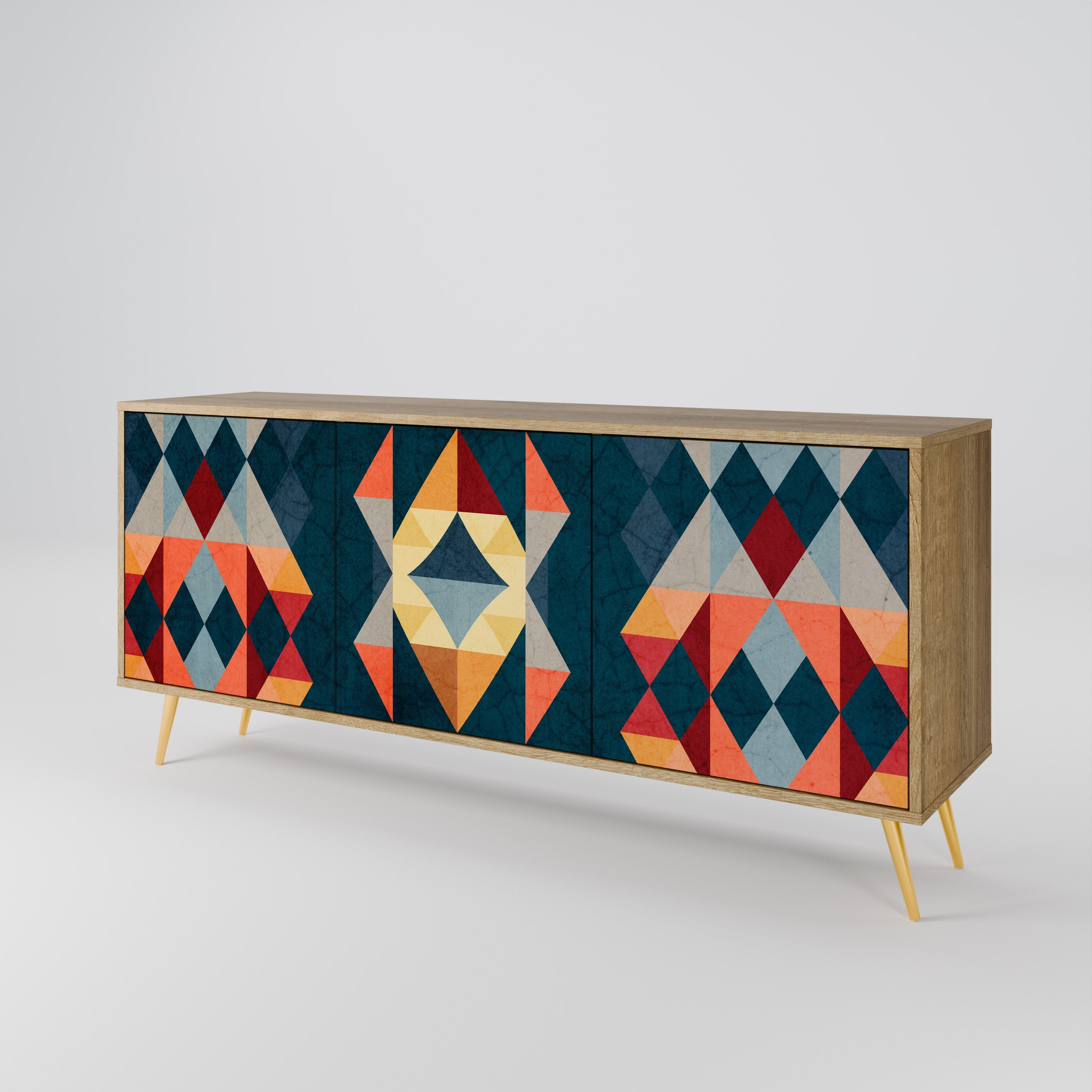 CRACKED ILLUSION Aparador de 3 Portas em Efeito Carvalho