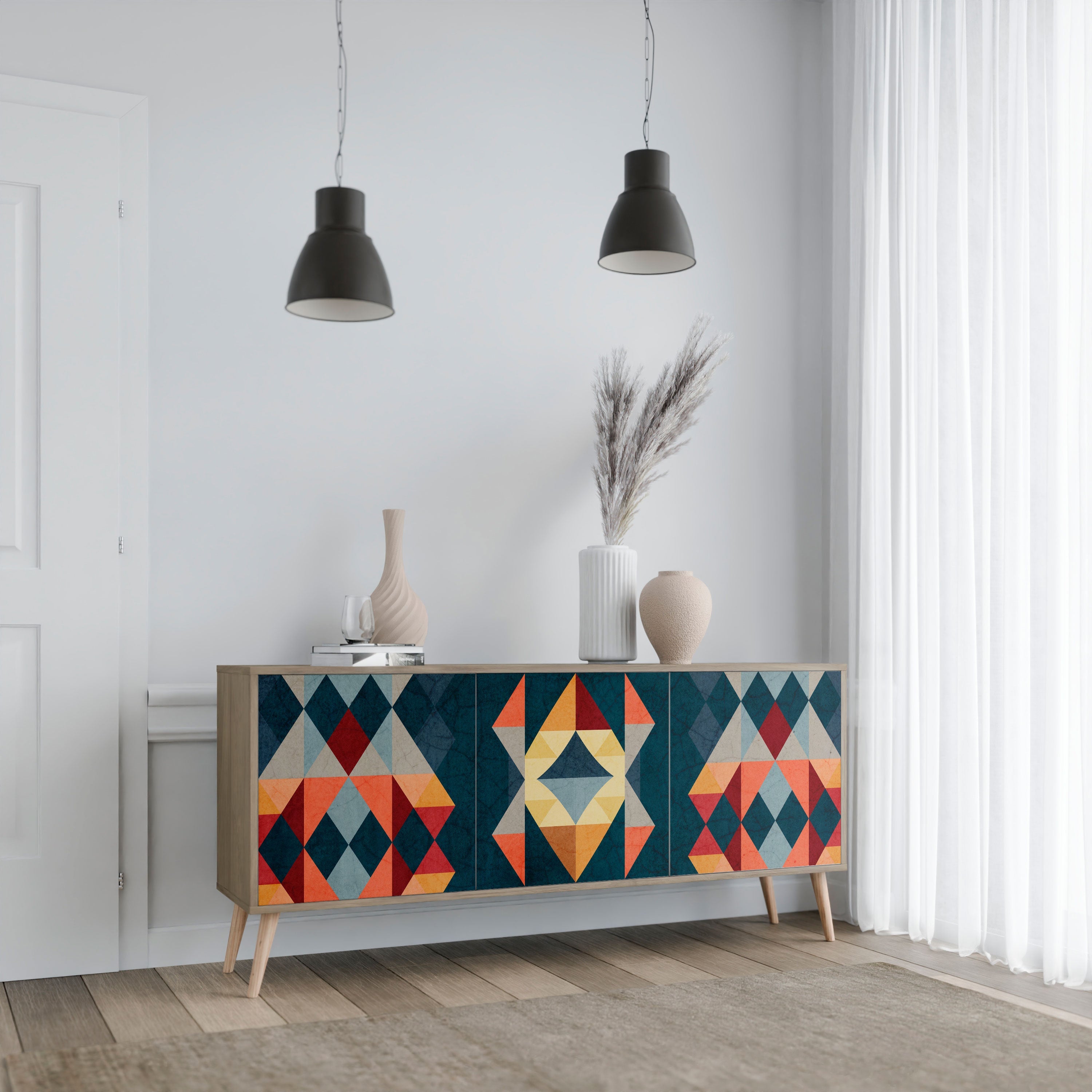 CRACKED ILLUSION Aparador de 3 Portas em Efeito Carvalho