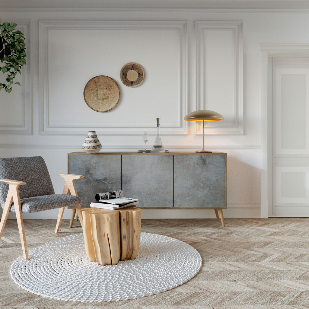 CONCRETE WALL Aparador de 3 Portas em Efeito Carvalho