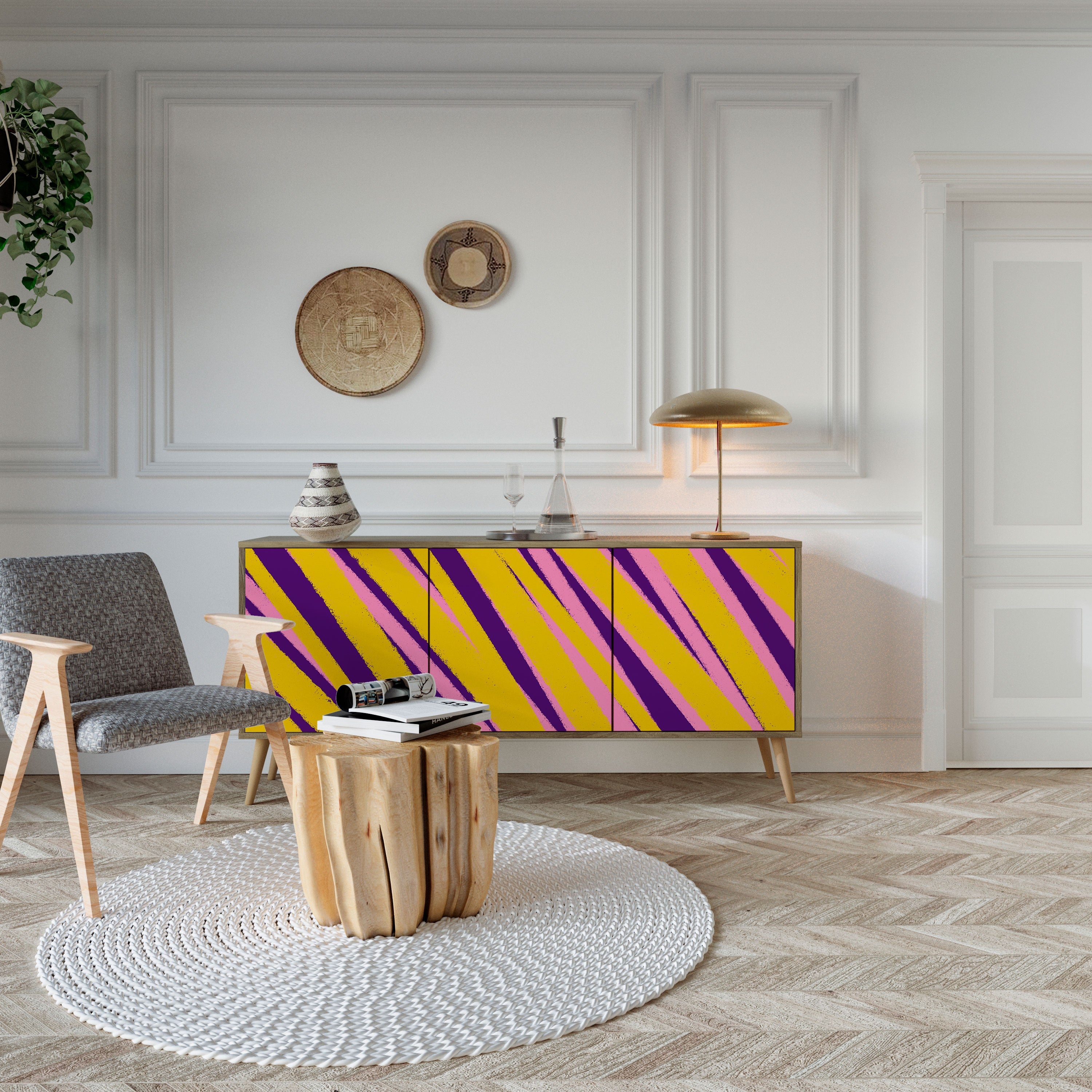 DREAMS COME TRUE Aparador de 3 Portas em Efeito Carvalho