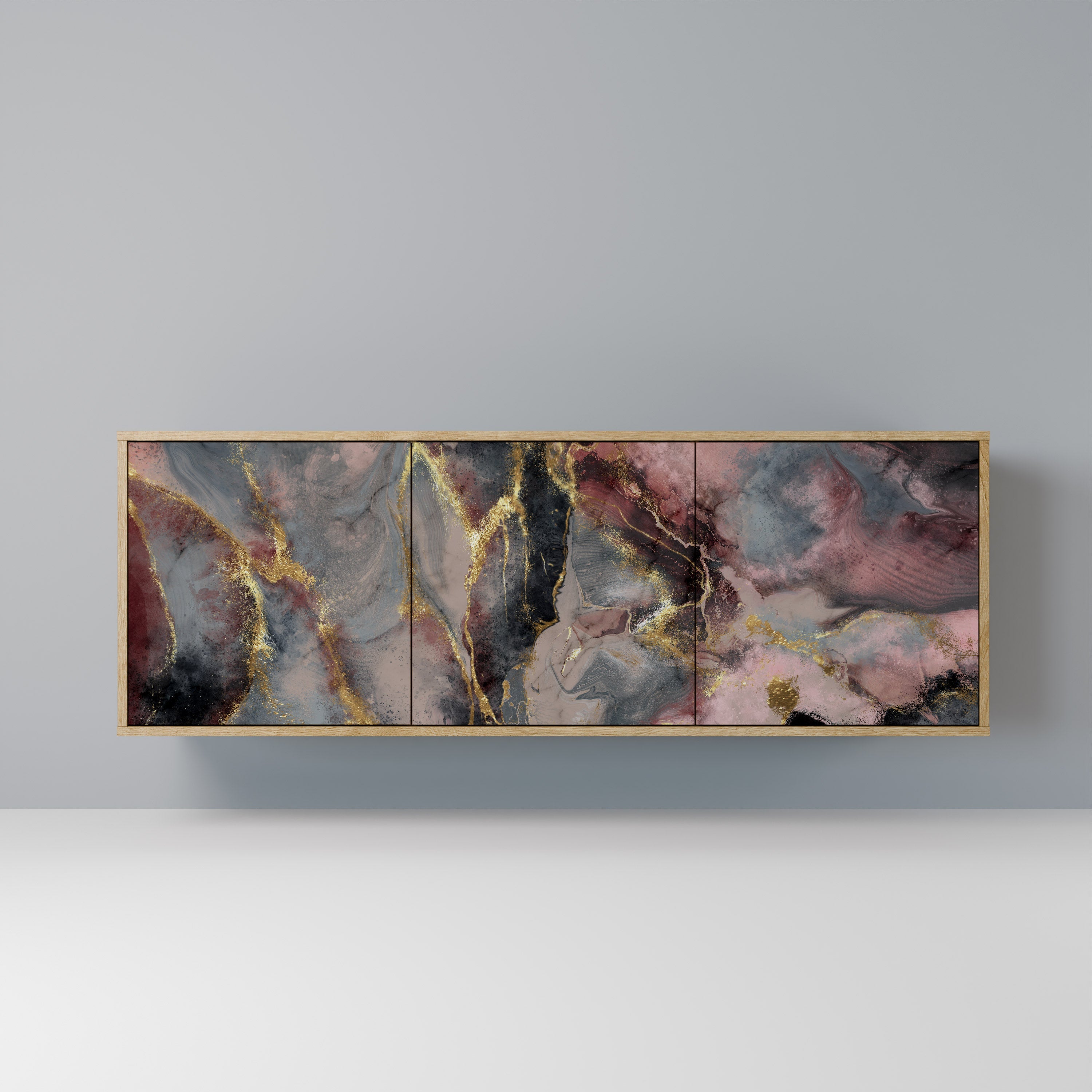 GOLDEN TIDES Aparador de 3 Portas em Efeito Carvalho