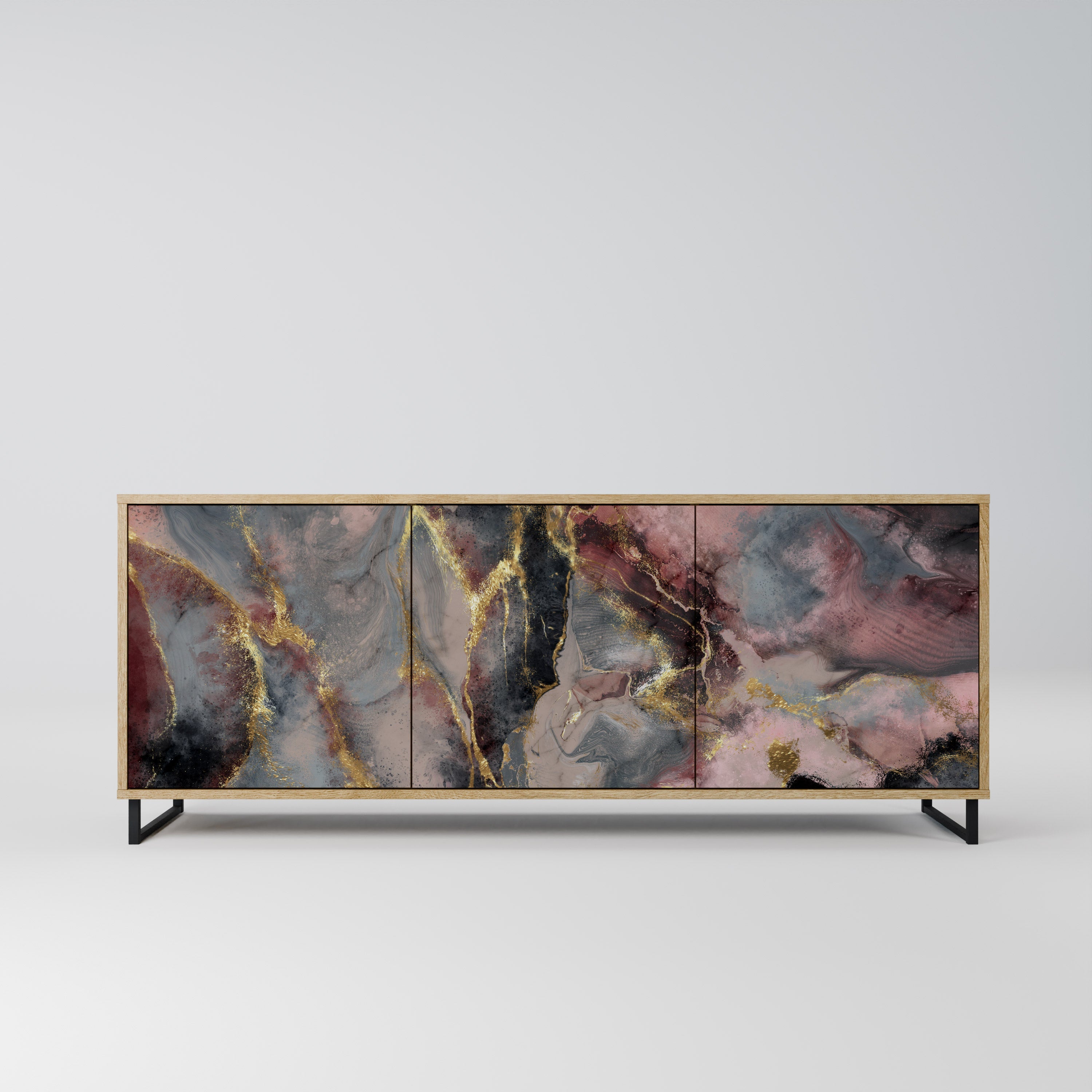 GOLDEN TIDES Aparador de 3 Portas em Efeito Carvalho