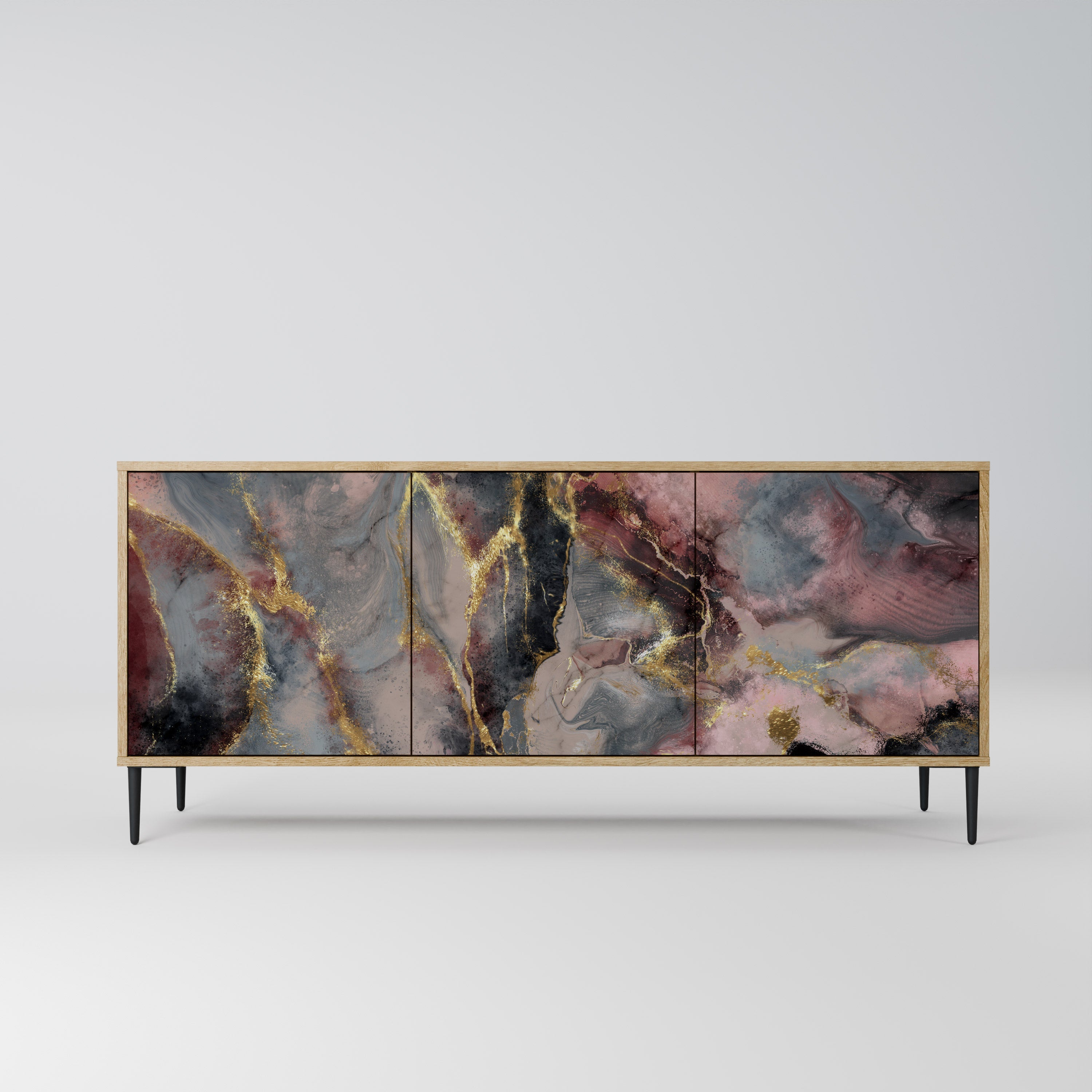 GOLDEN TIDES Aparador de 3 Portas em Efeito Carvalho