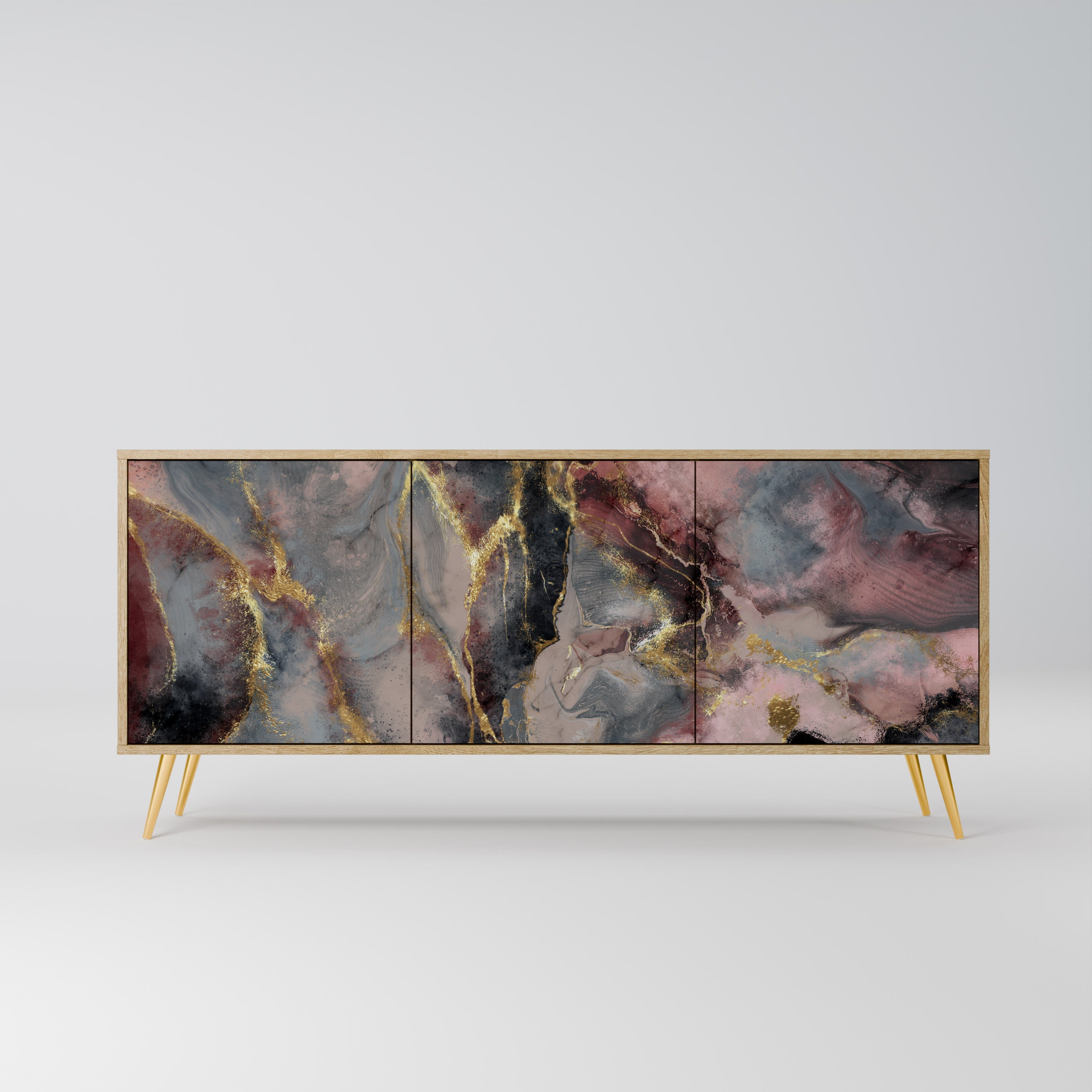 GOLDEN TIDES Aparador de 3 Portas em Efeito Carvalho