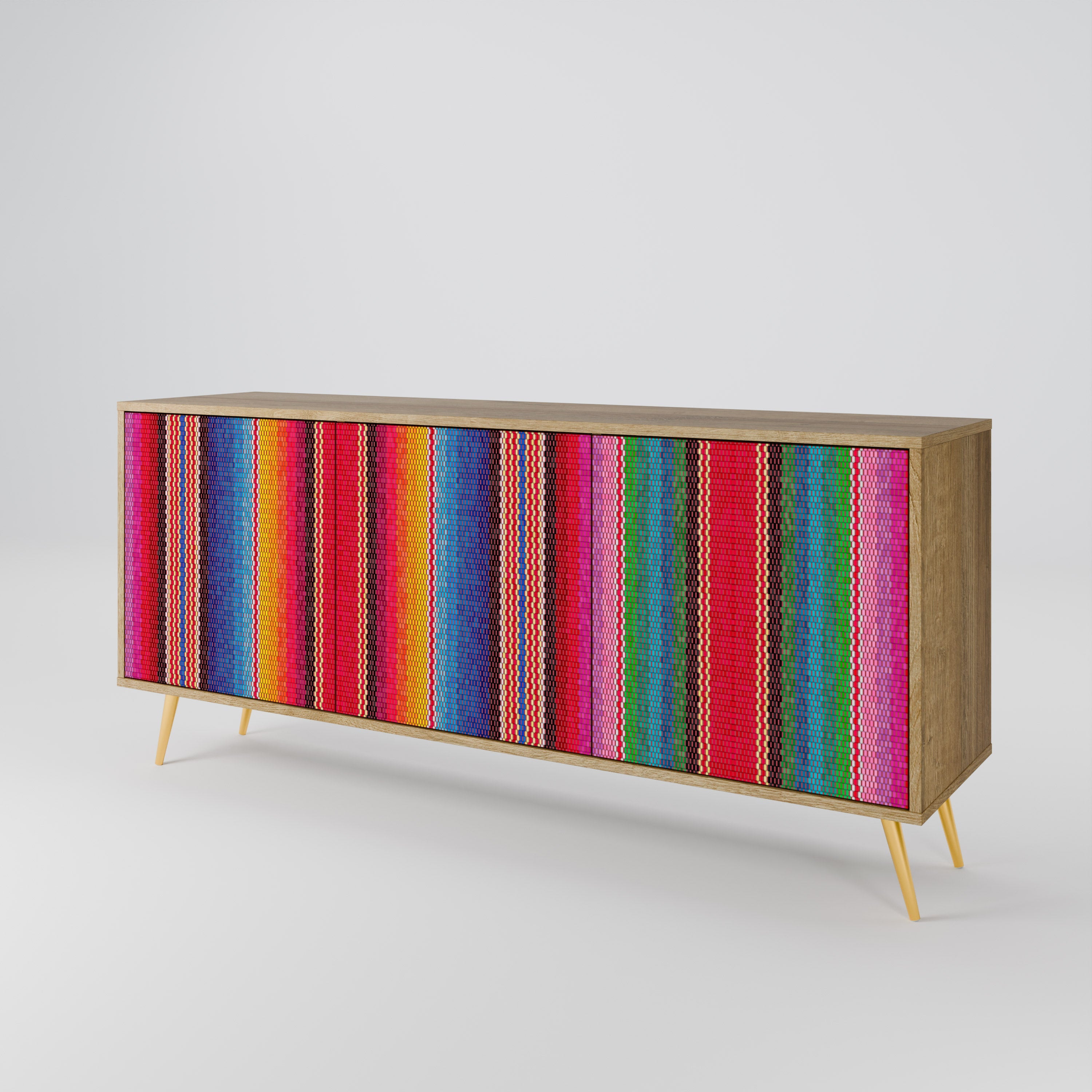 ETHNIC MEXICAN 3-Door Sideboard in Oak Effect
