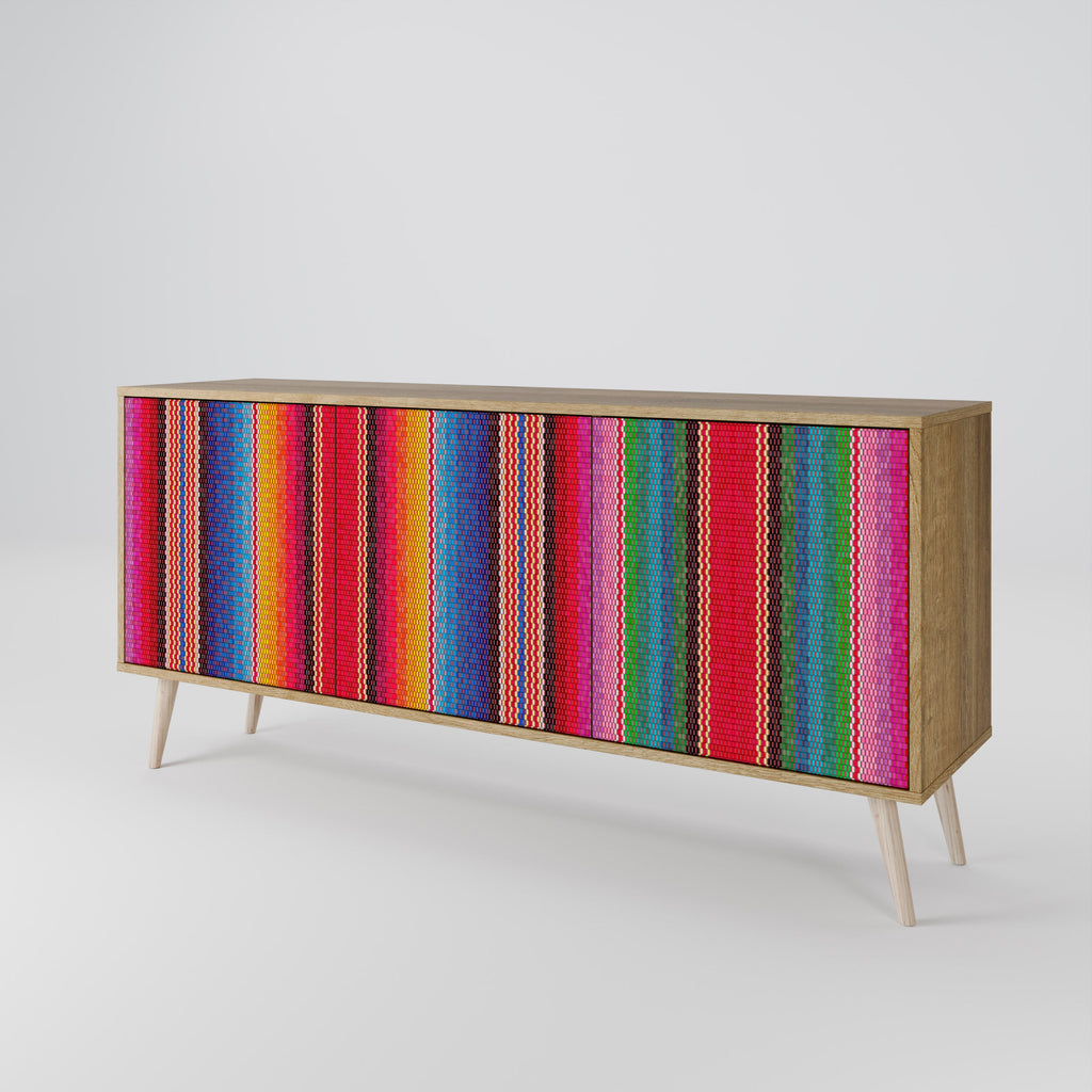 ETHNIC MEXICAN 3-Door Sideboard in Oak Effect