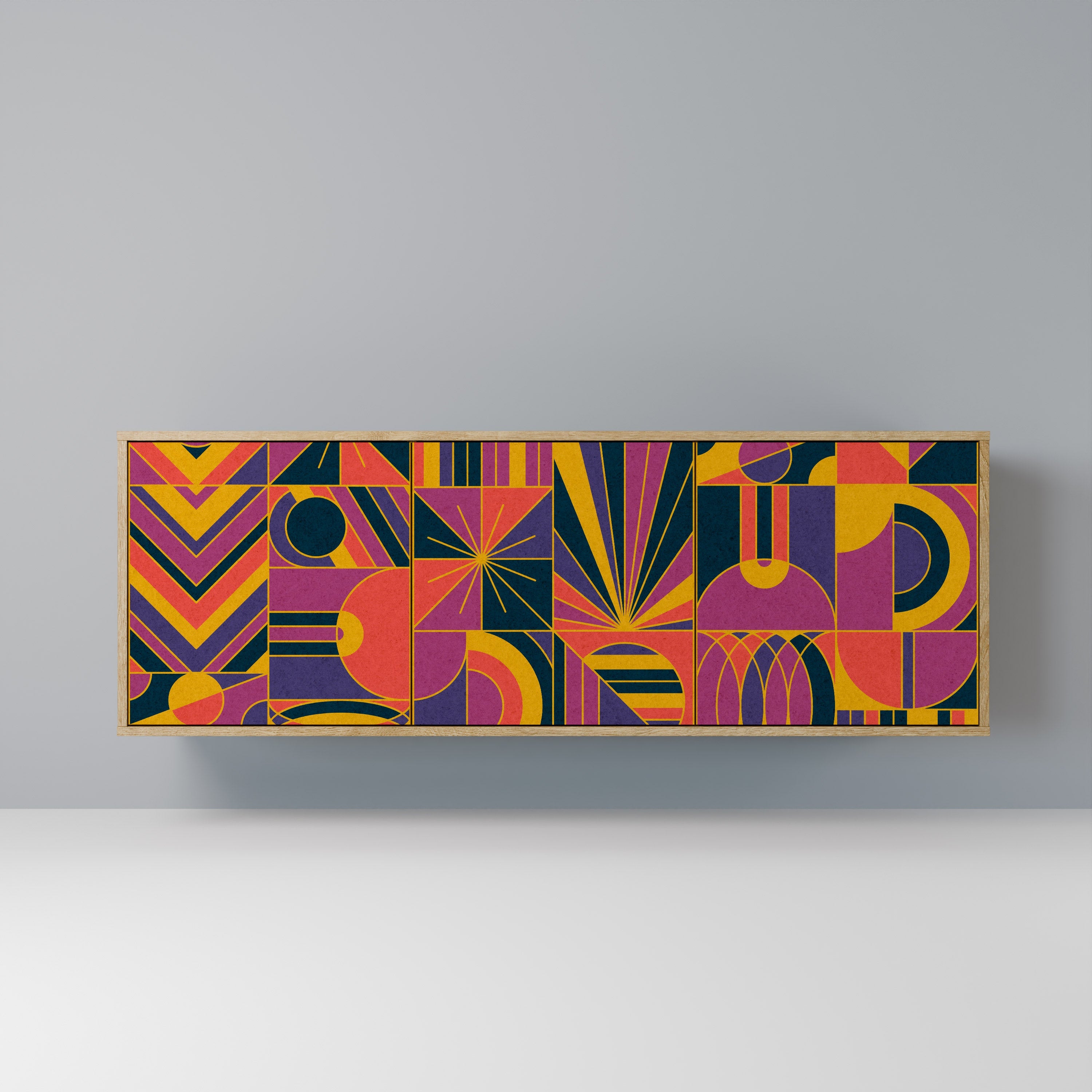 ELECTRIC PATTERNS Aparador de 3 Portas em Efeito Carvalho