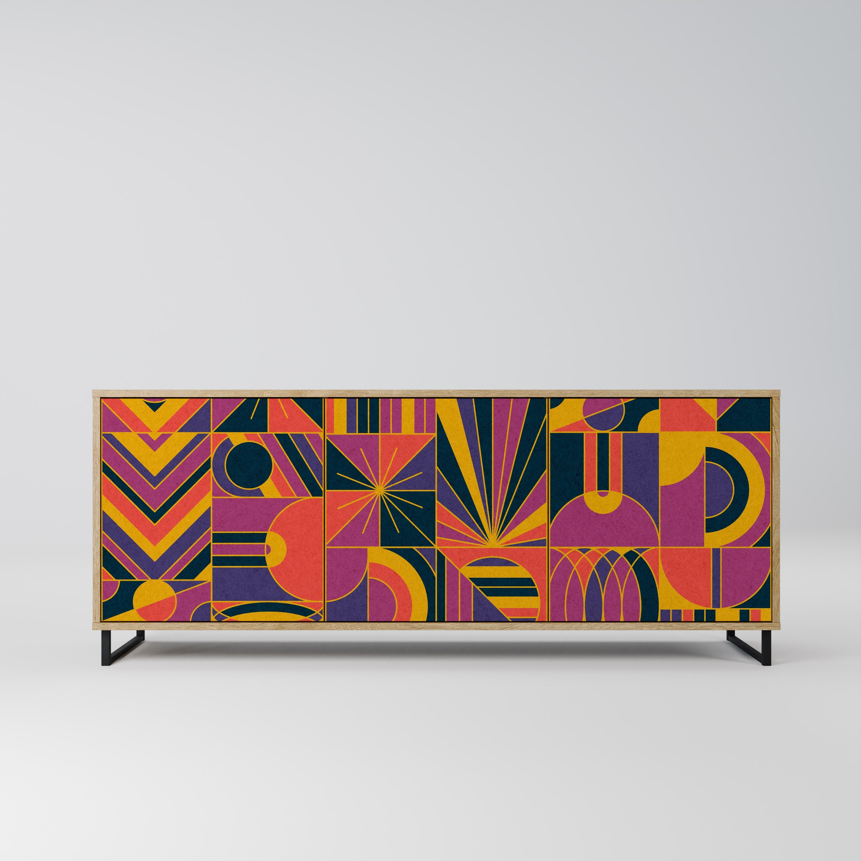 ELECTRIC PATTERNS Aparador de 3 Portas em Efeito Carvalho