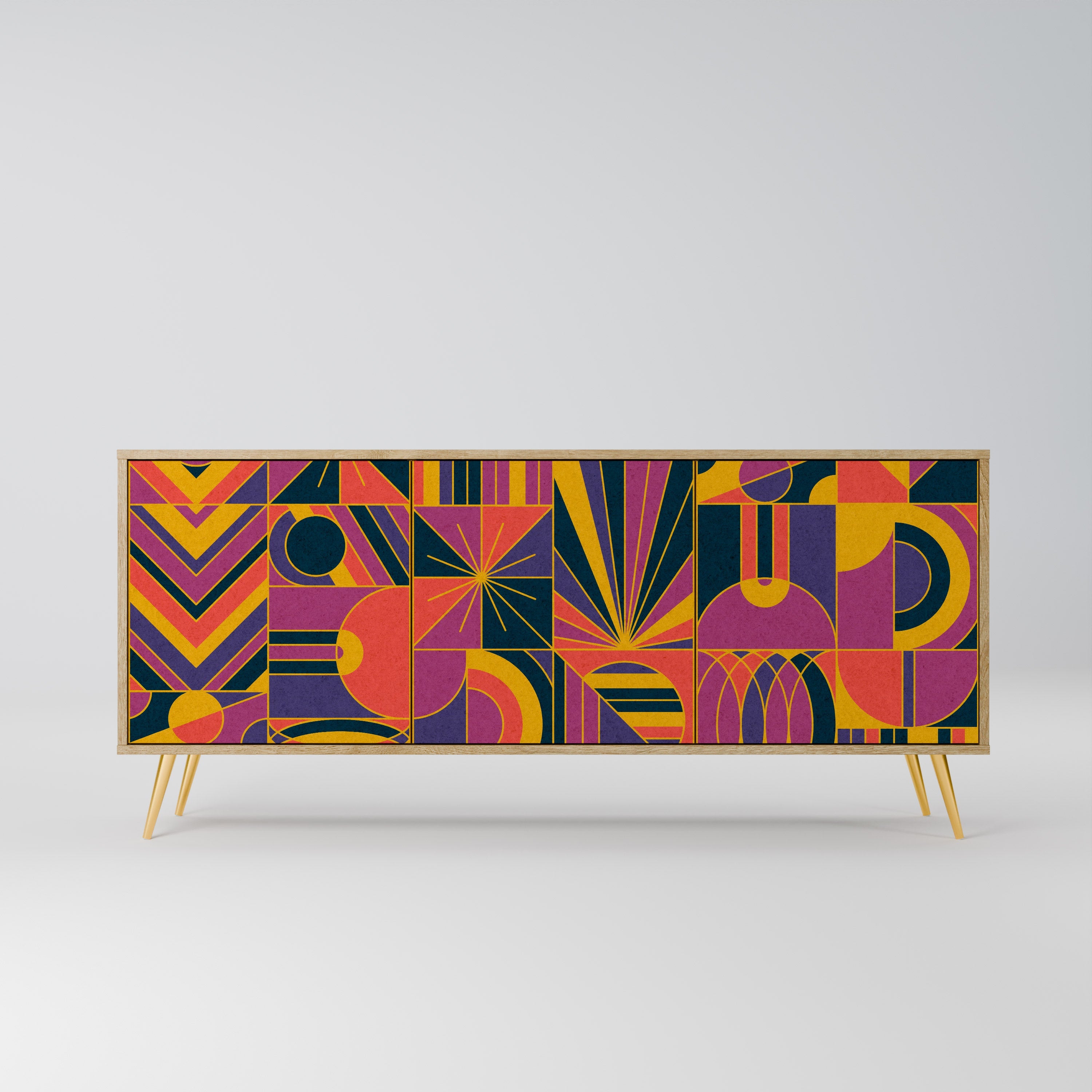 ELECTRIC PATTERNS Aparador de 3 Portas em Efeito Carvalho