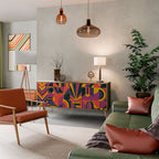 ELECTRIC PATTERNS Aparador de 3 Portas em Efeito Carvalho