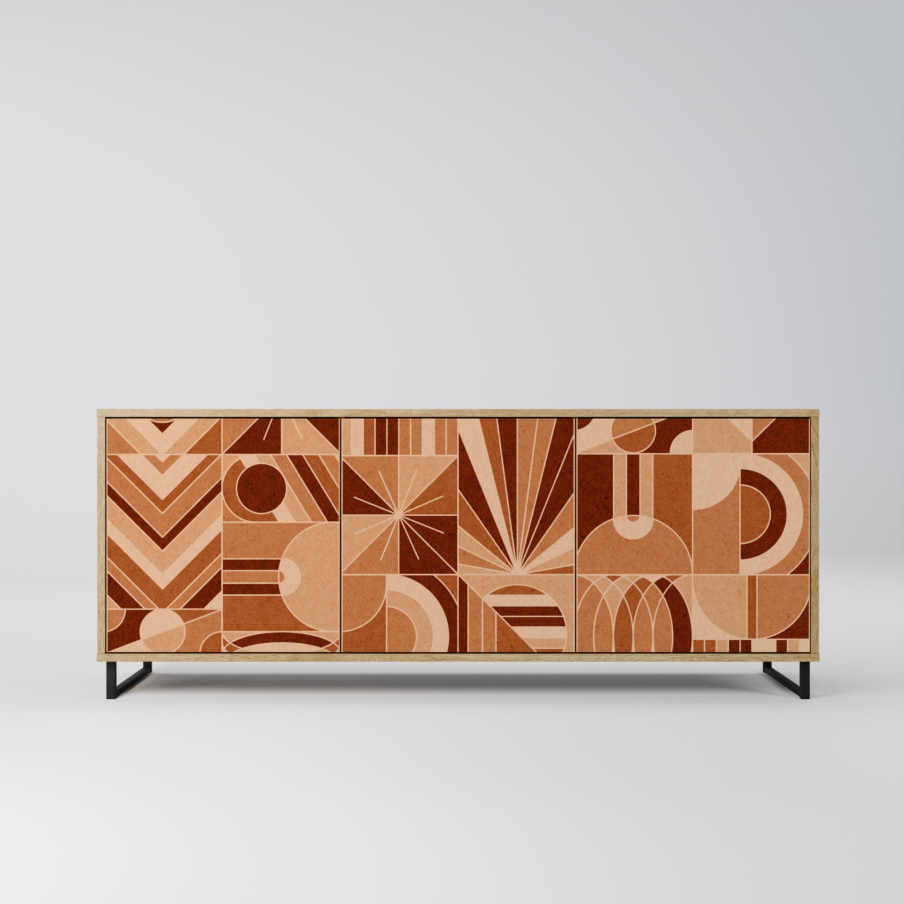 PRISM MOSAIC Aparador de 3 Portas em Efeito Carvalho