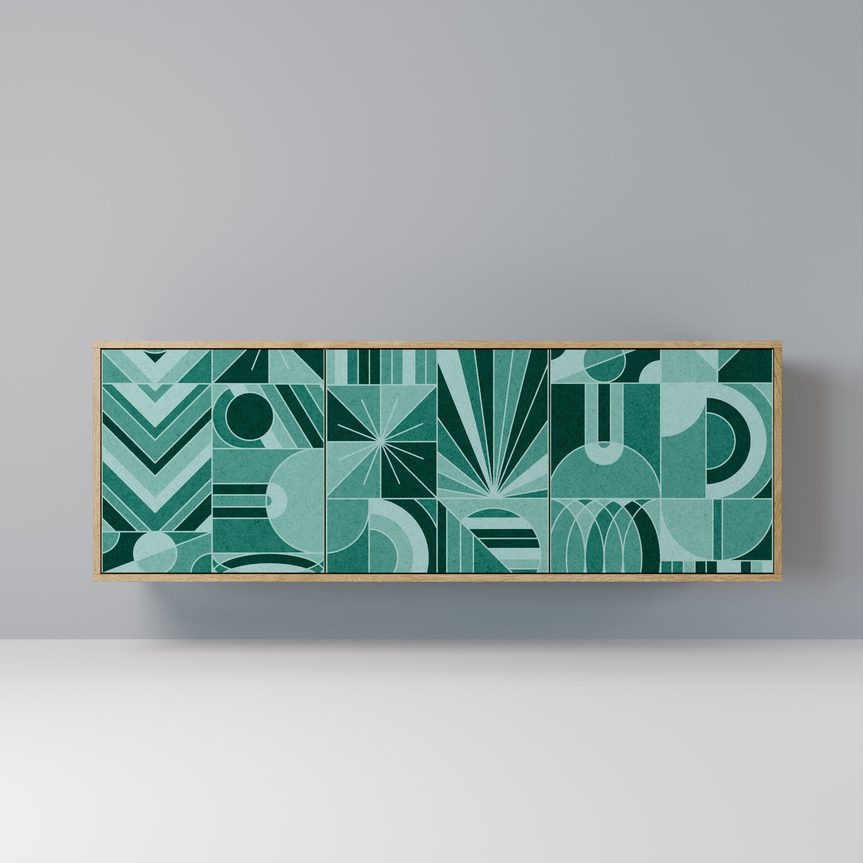 HARMONIC GRID Aparador de 3 Portas em Efeito Carvalho