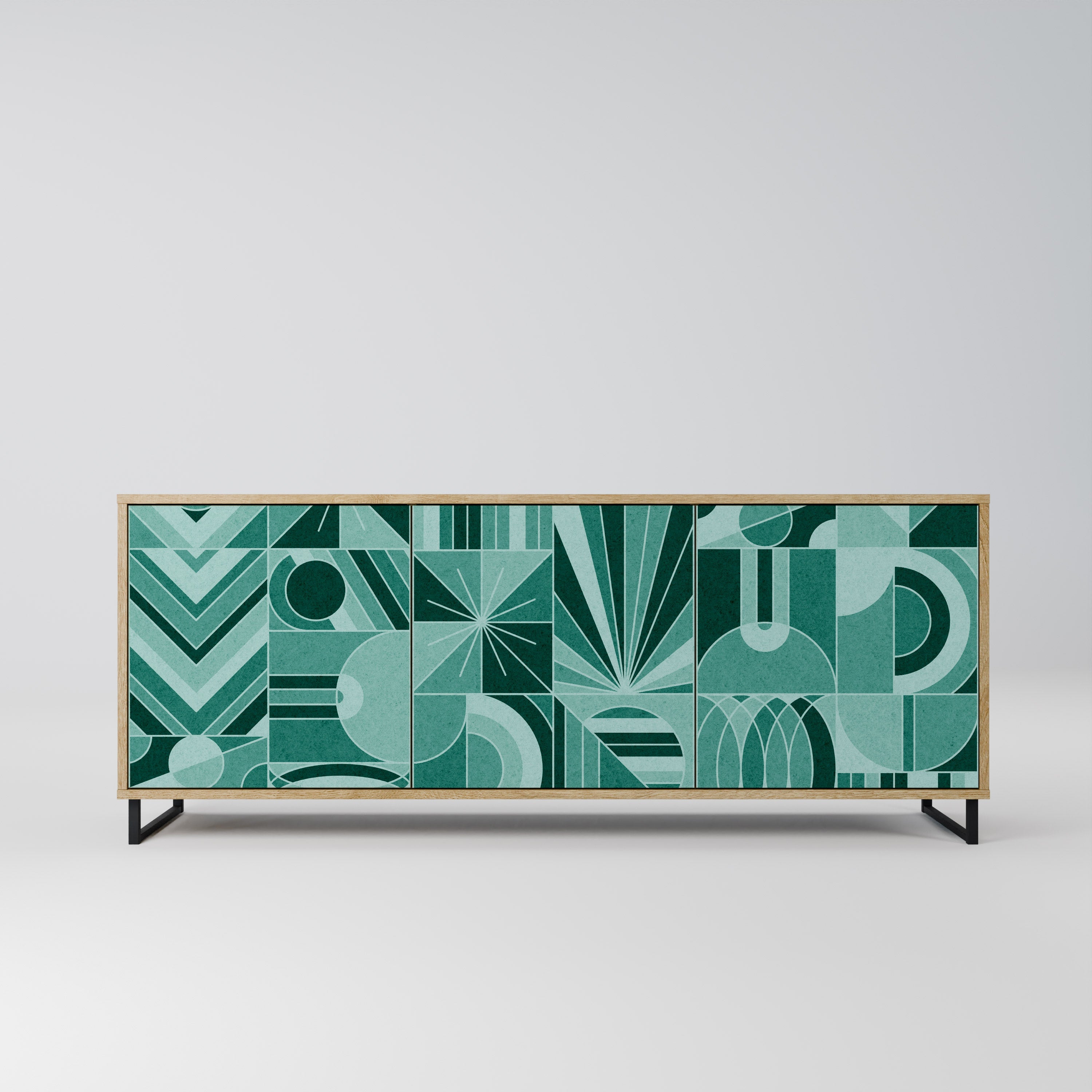 HARMONIC GRID Aparador de 3 Portas em Efeito Carvalho