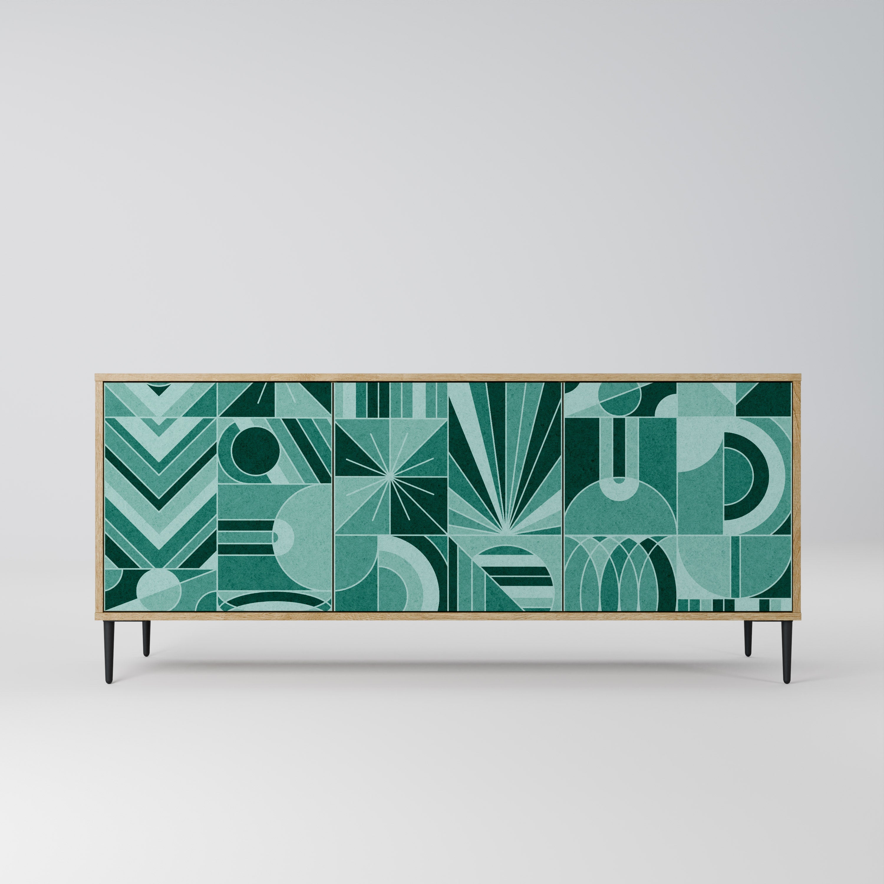 HARMONIC GRID Aparador de 3 Portas em Efeito Carvalho