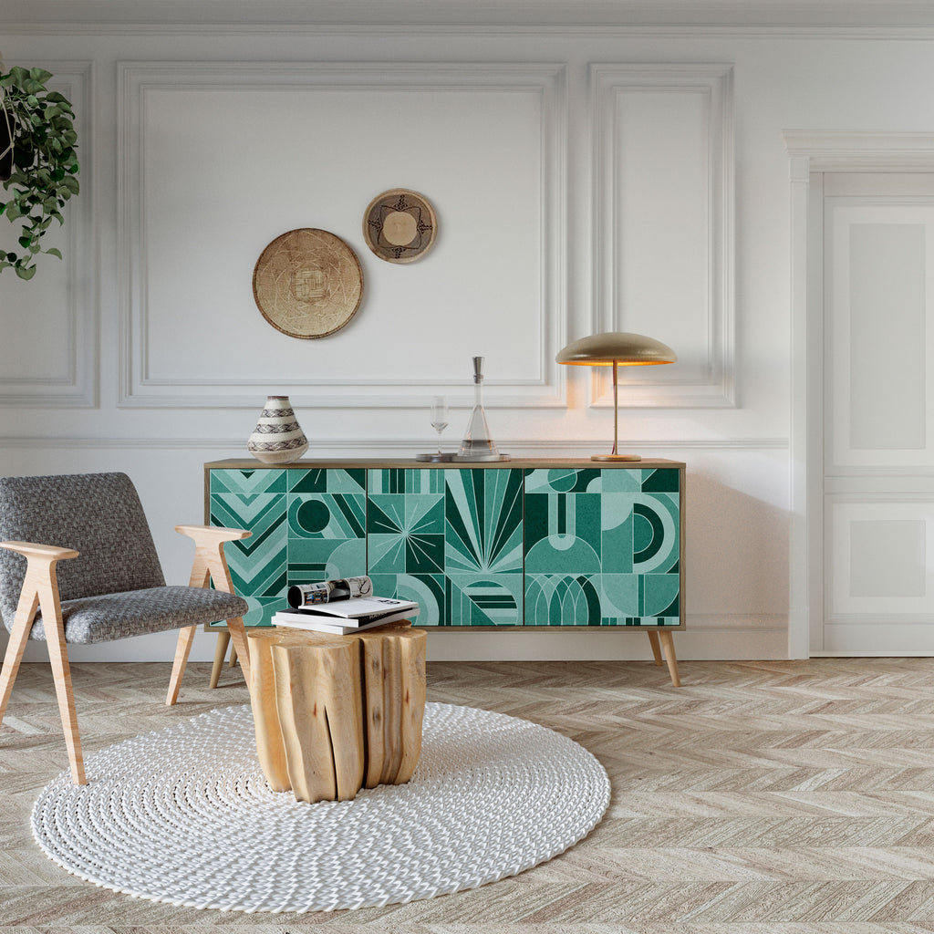 HARMONIC GRID Aparador de 3 Portas em Efeito Carvalho