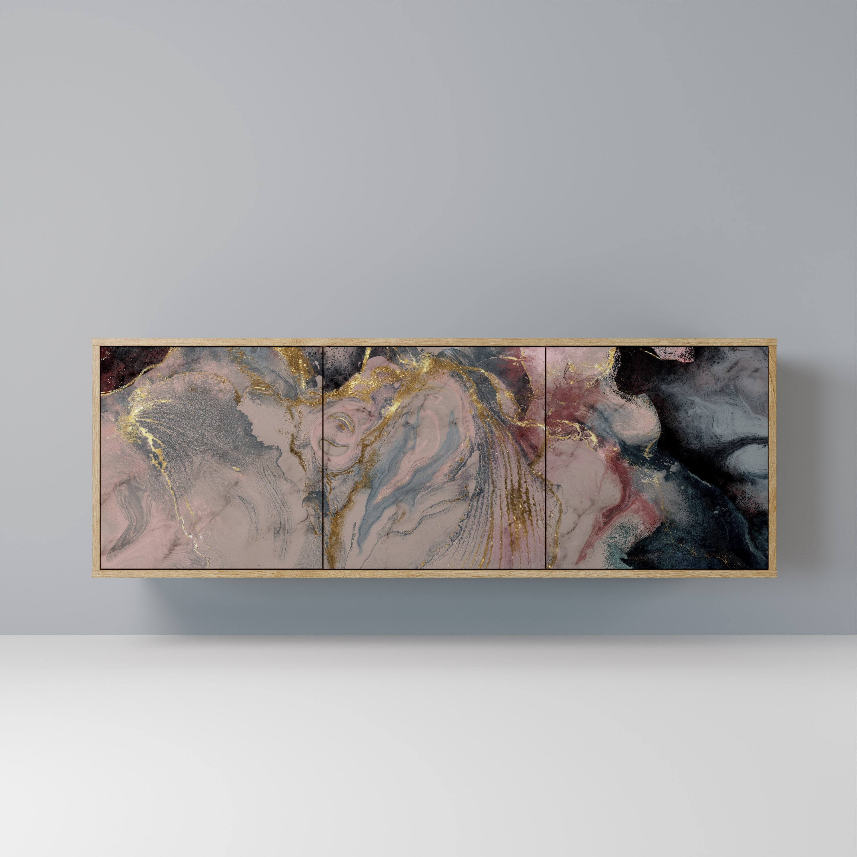 GILDED SWIRLS Aparador de 3 Portas em Efeito Carvalho