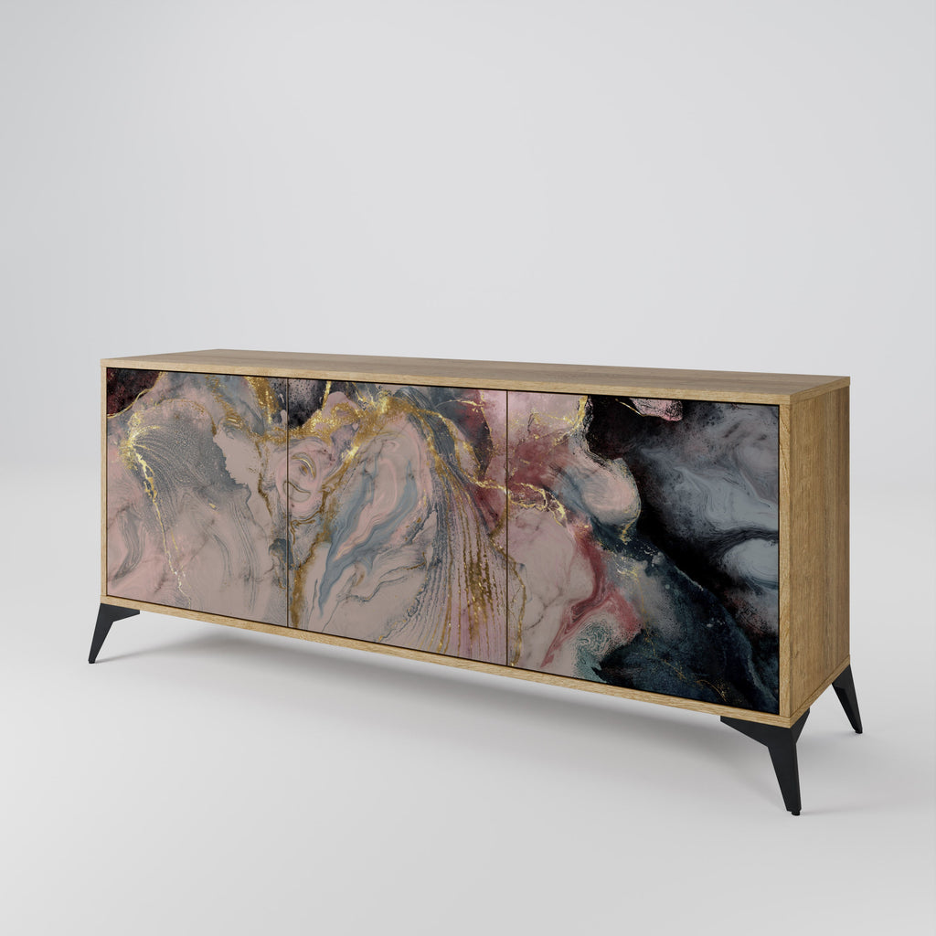 GILDED SWIRLS 3-Door Sideboard in Oak Effect