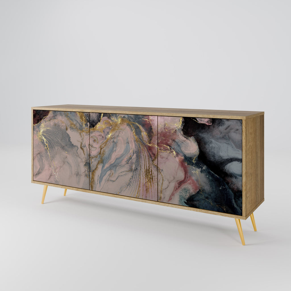 GILDED SWIRLS 3-Door Sideboard in Oak Effect