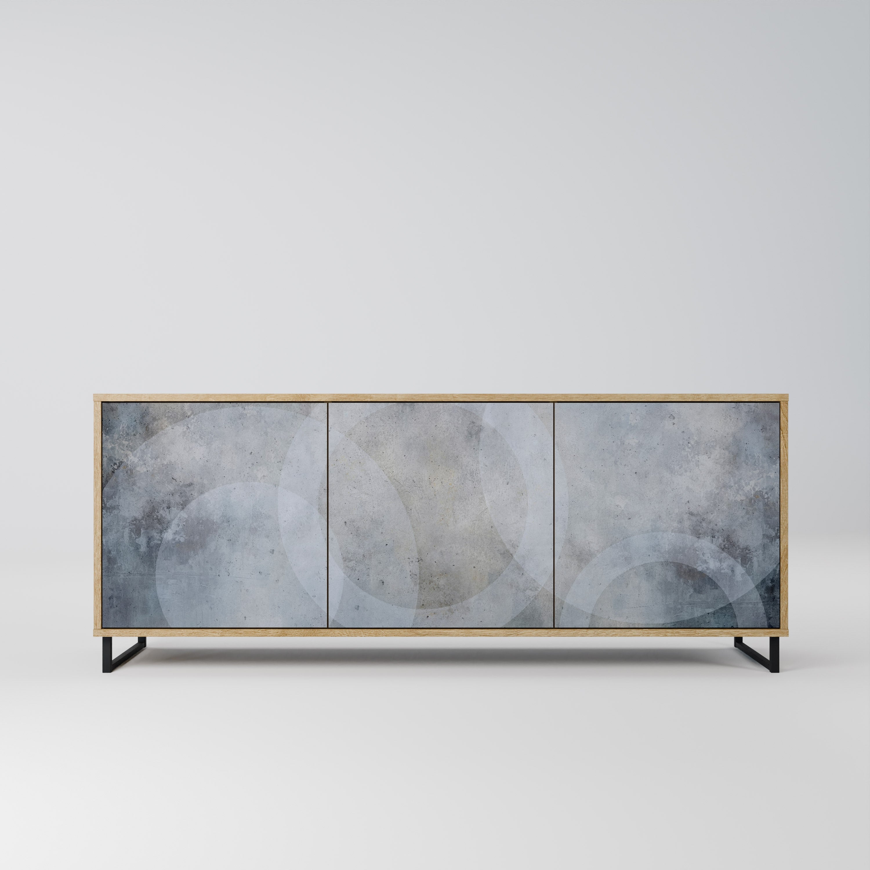 MUTED ARC Aparador de 3 Portas em Efeito Carvalho