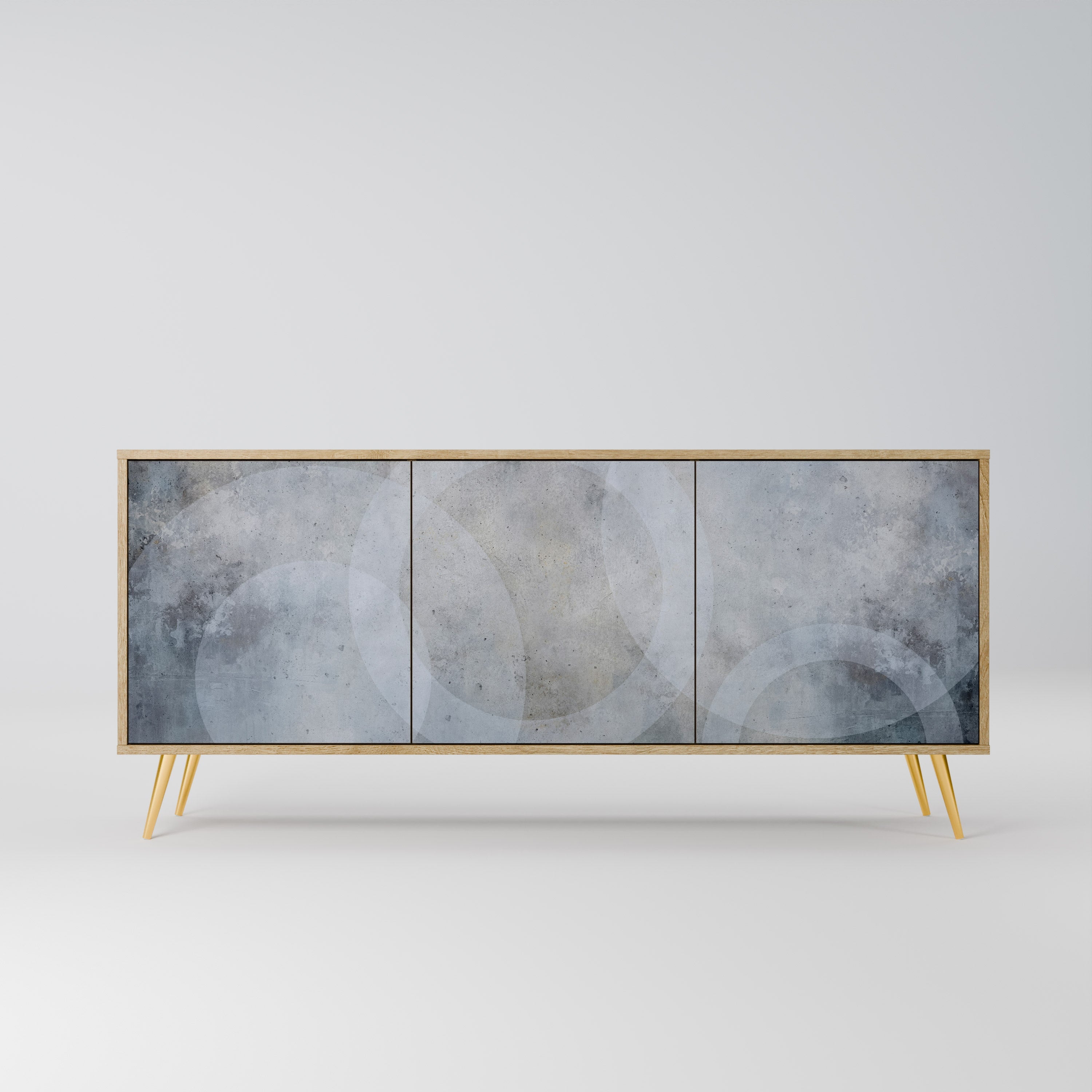 MUTED ARC Aparador de 3 Portas em Efeito Carvalho