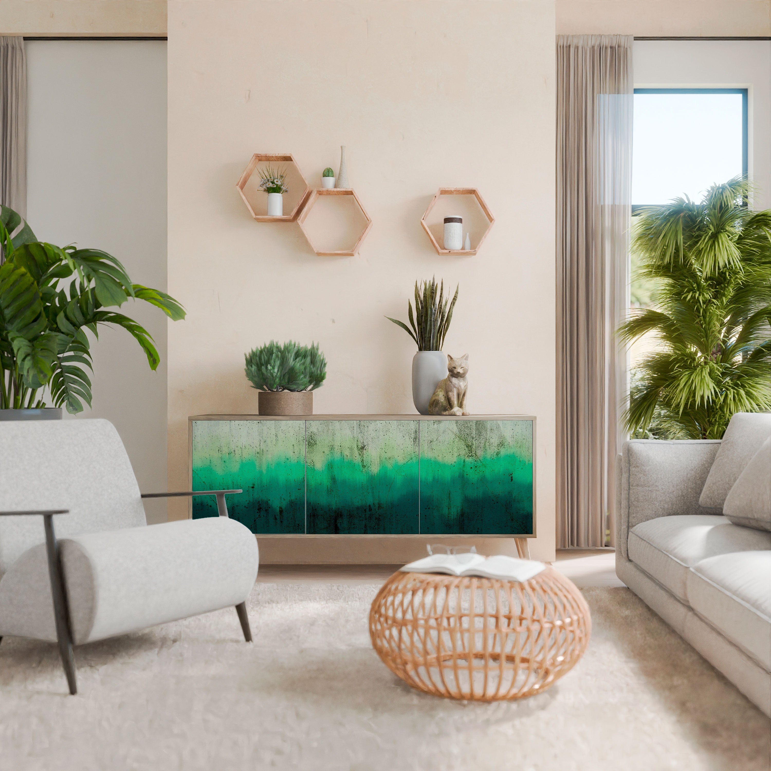 NORTHERN LIGHTS Aparador de 3 Portas em Efeito Carvalho