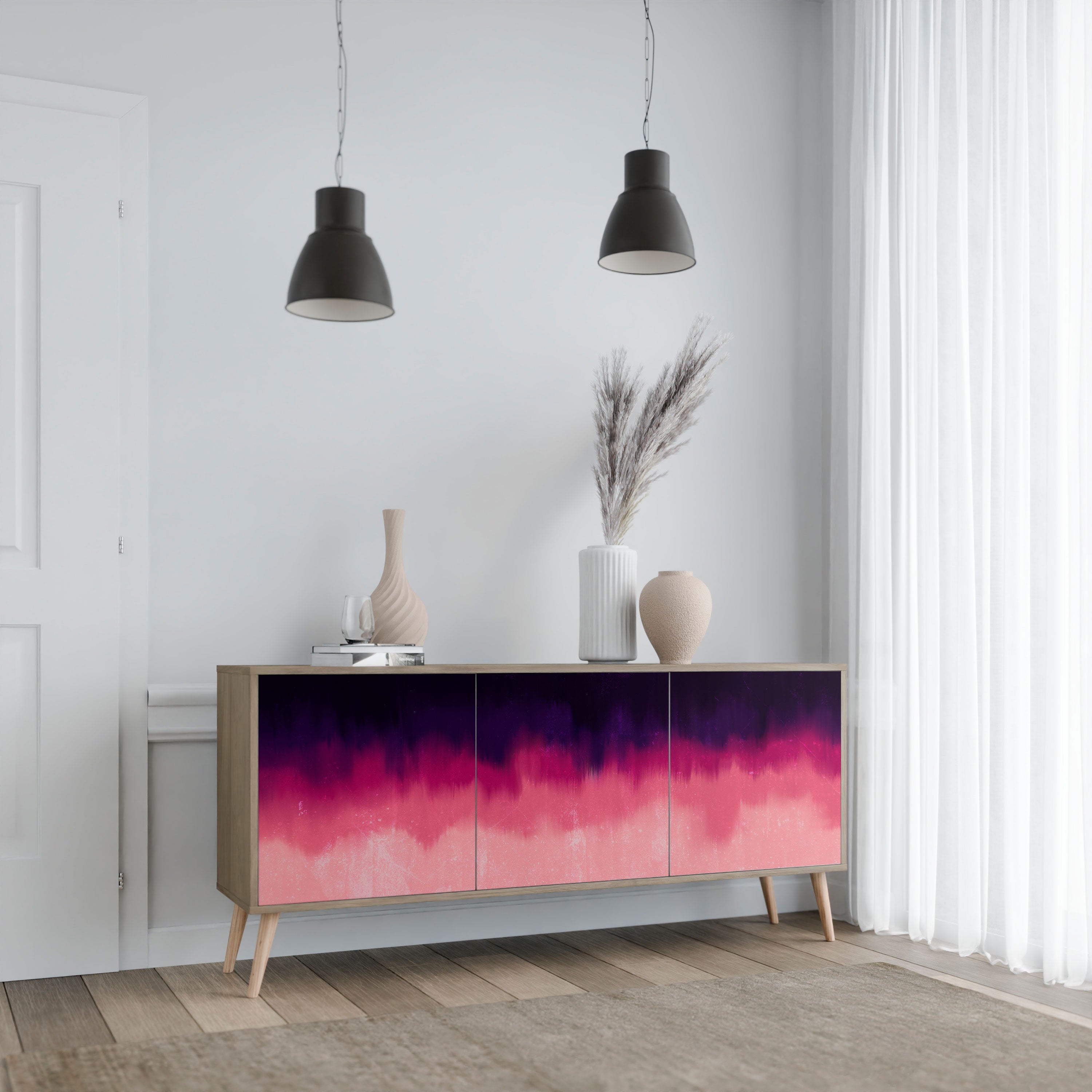 AURORA BOREALIS 3-Door Sideboard in Oak Effect