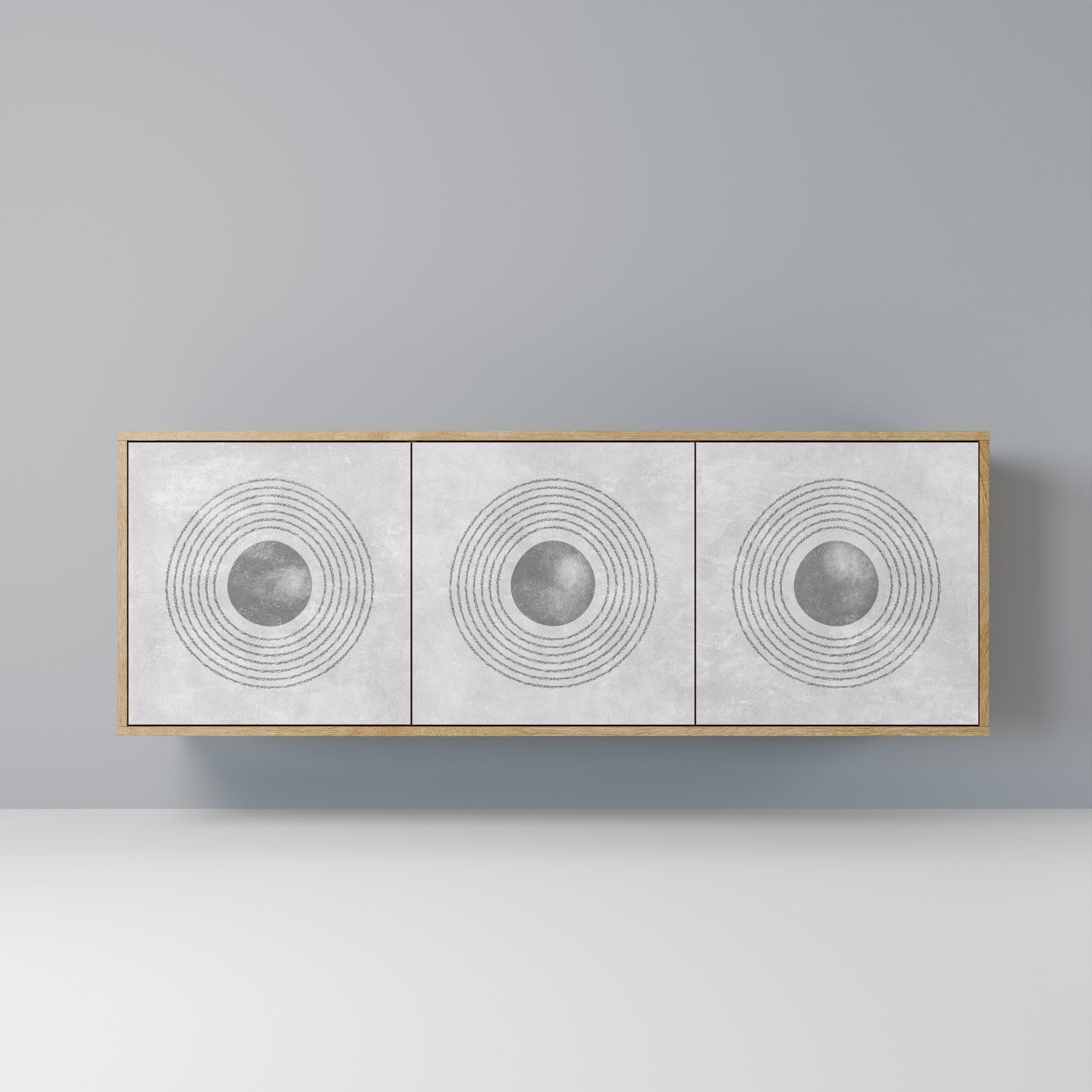 SOLID CIRCLES Aparador de 3 Portas em Efeito Carvalho