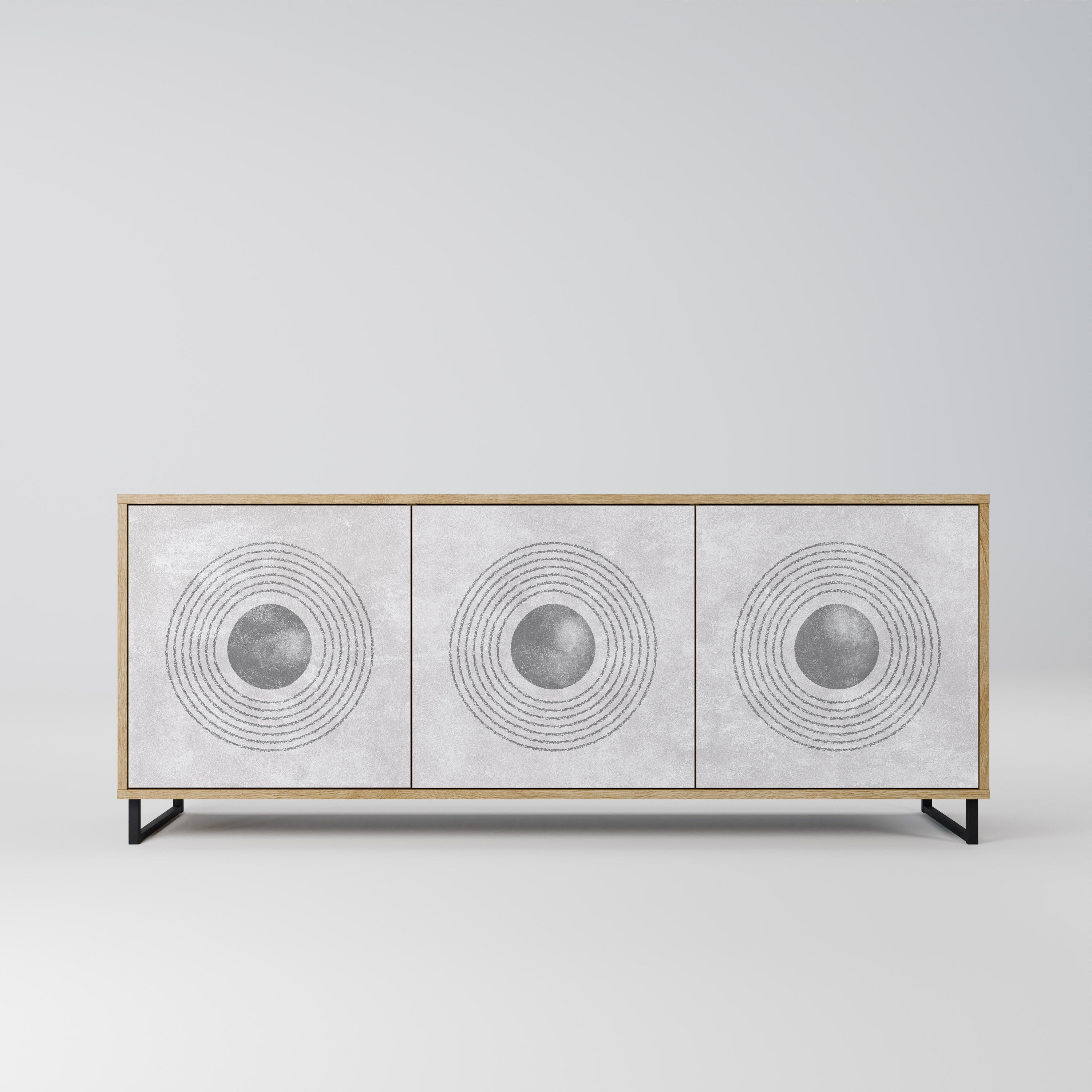 SOLID CIRCLES Aparador de 3 Portas em Efeito Carvalho