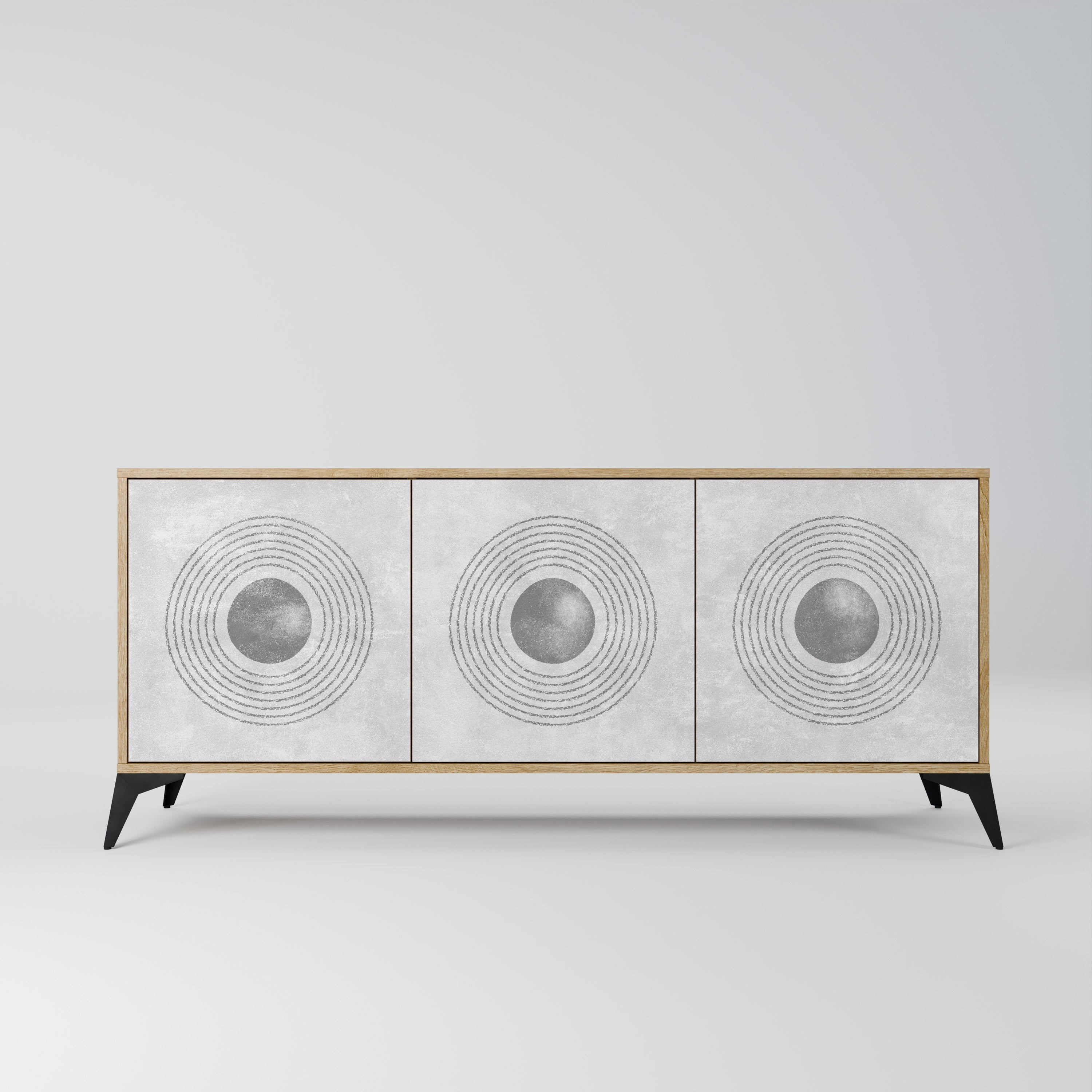 SOLID CIRCLES Aparador de 3 Portas em Efeito Carvalho