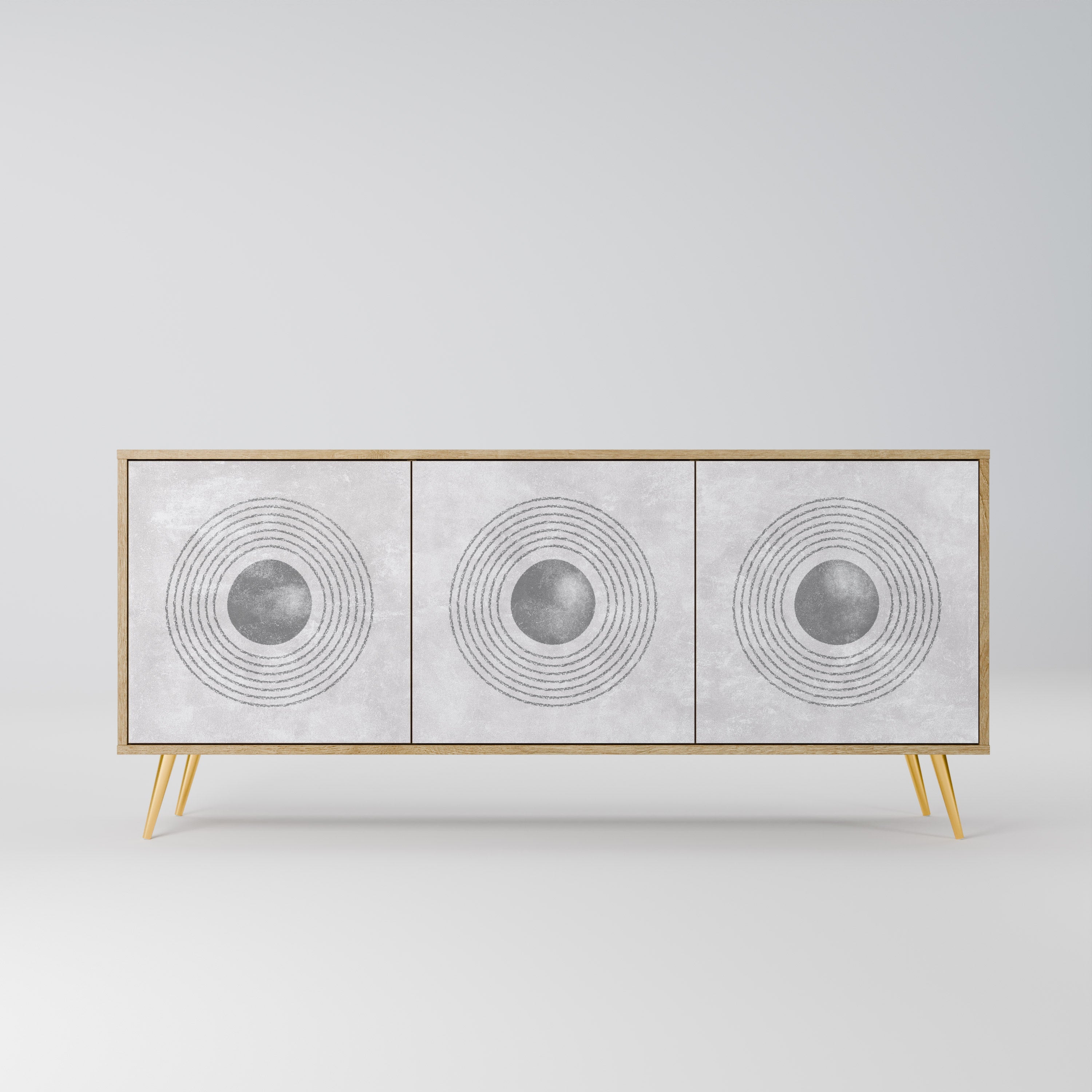 SOLID CIRCLES Aparador de 3 Portas em Efeito Carvalho