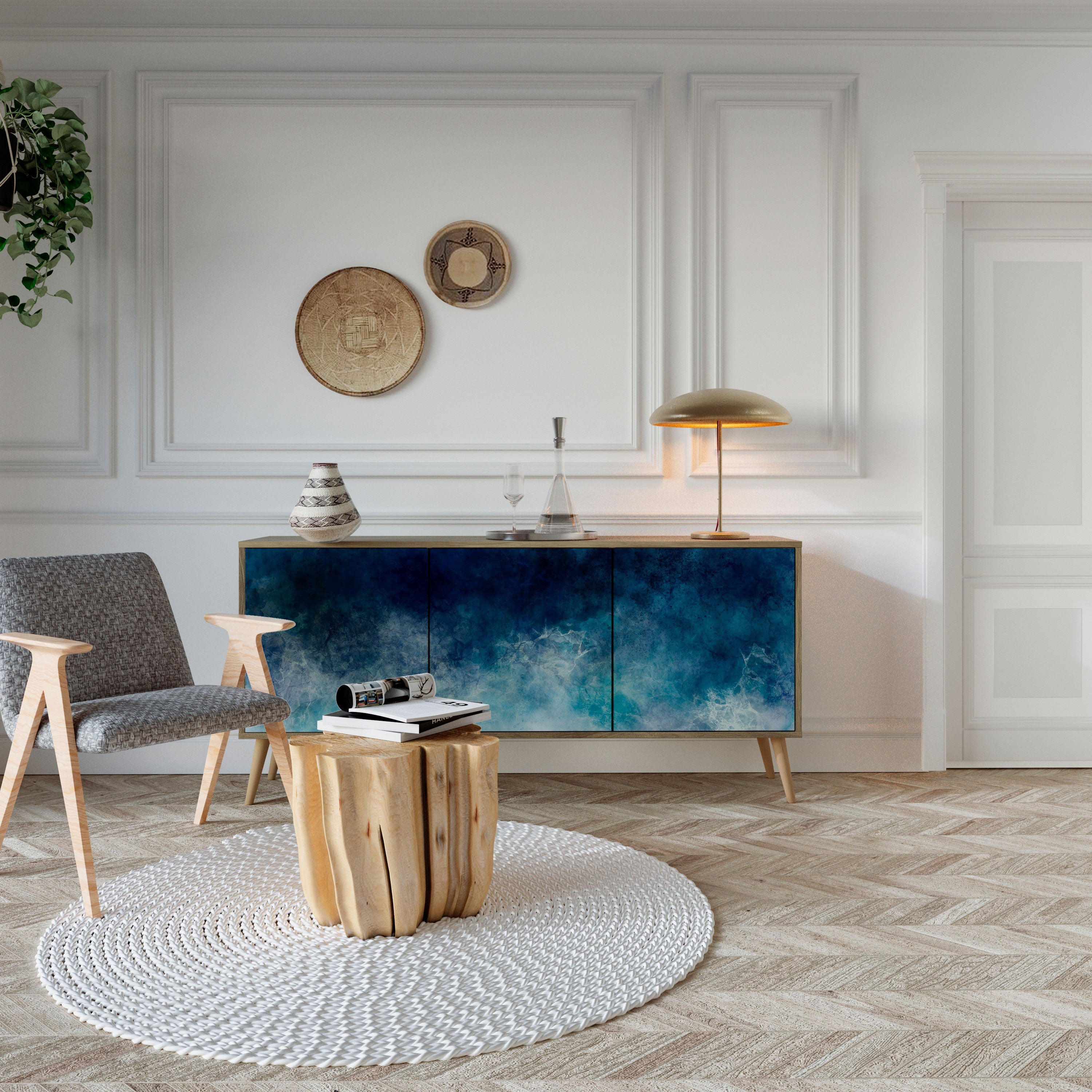 CELESTIAL FALL Aparador de 3 Portas em Efeito Carvalho