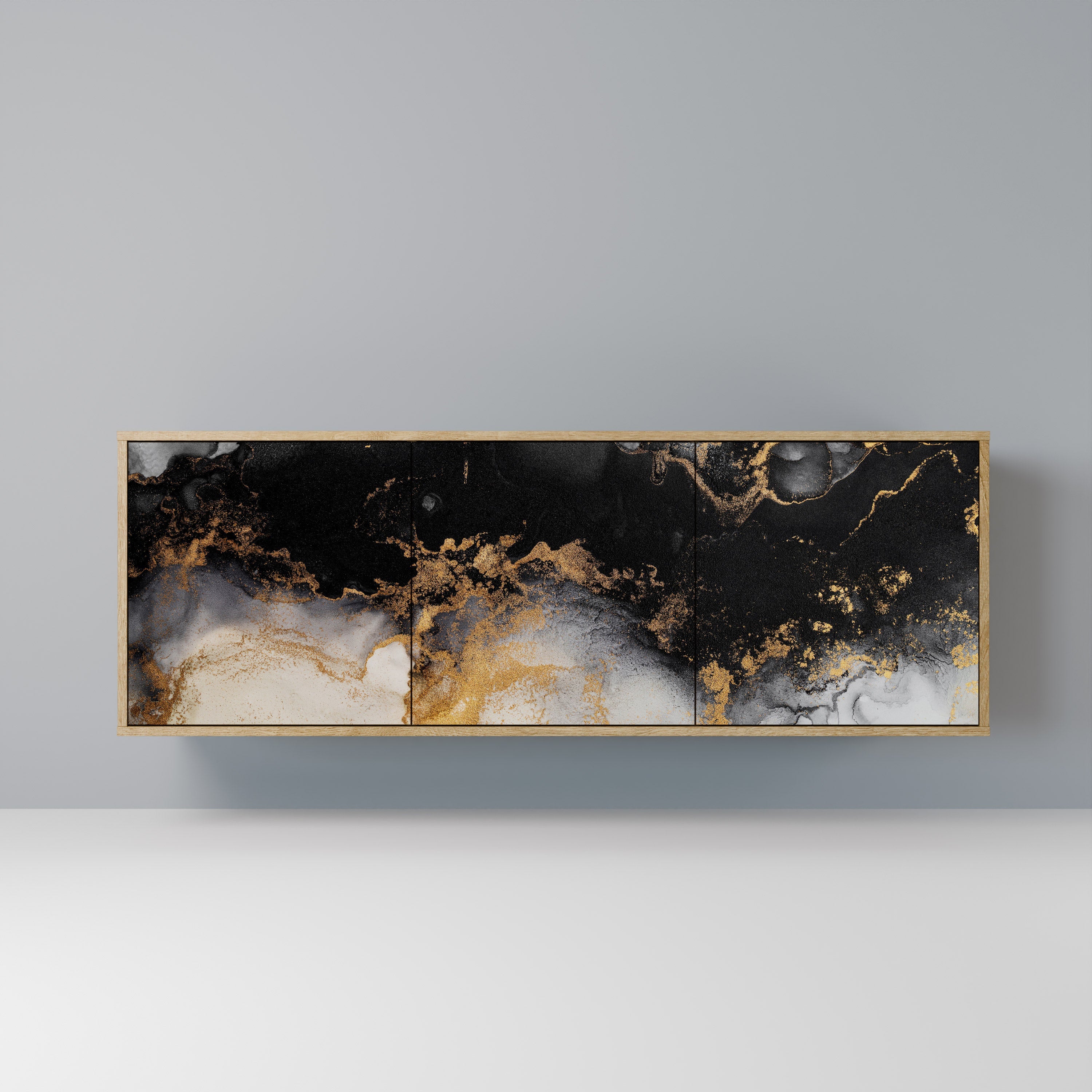 MARBLE OF TOMMORROW Aparador de 3 Portas em Efeito Carvalho