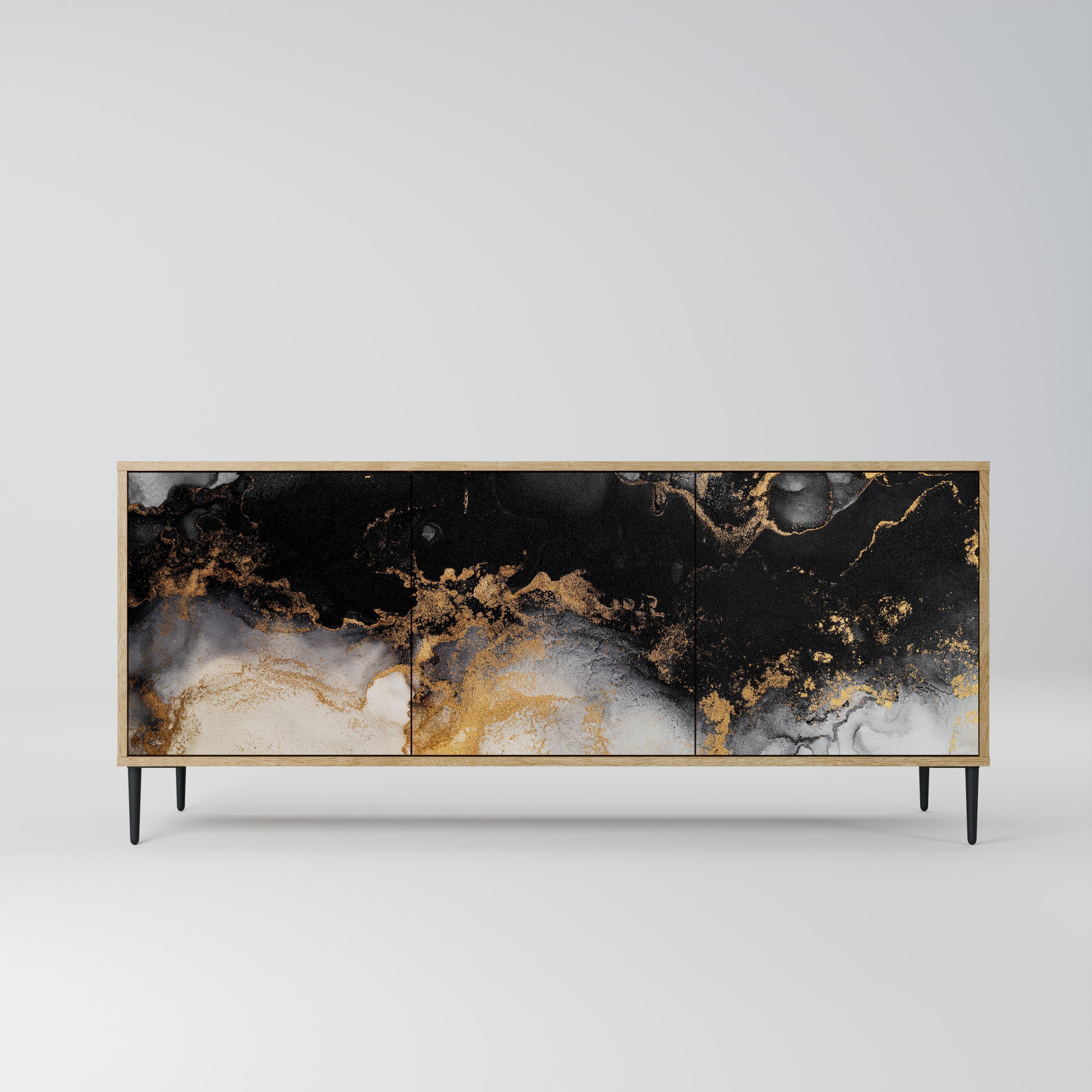 MARBLE OF TOMMORROW Aparador de 3 Portas em Efeito Carvalho