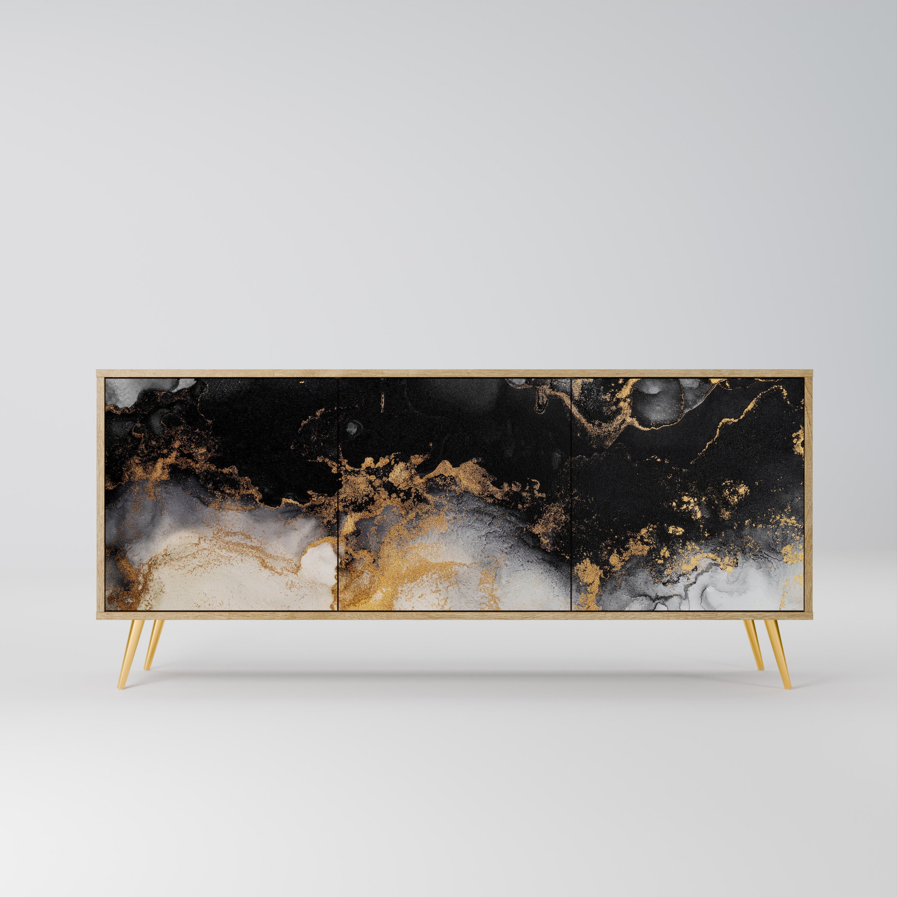 MARBLE OF TOMMORROW Aparador de 3 Portas em Efeito Carvalho