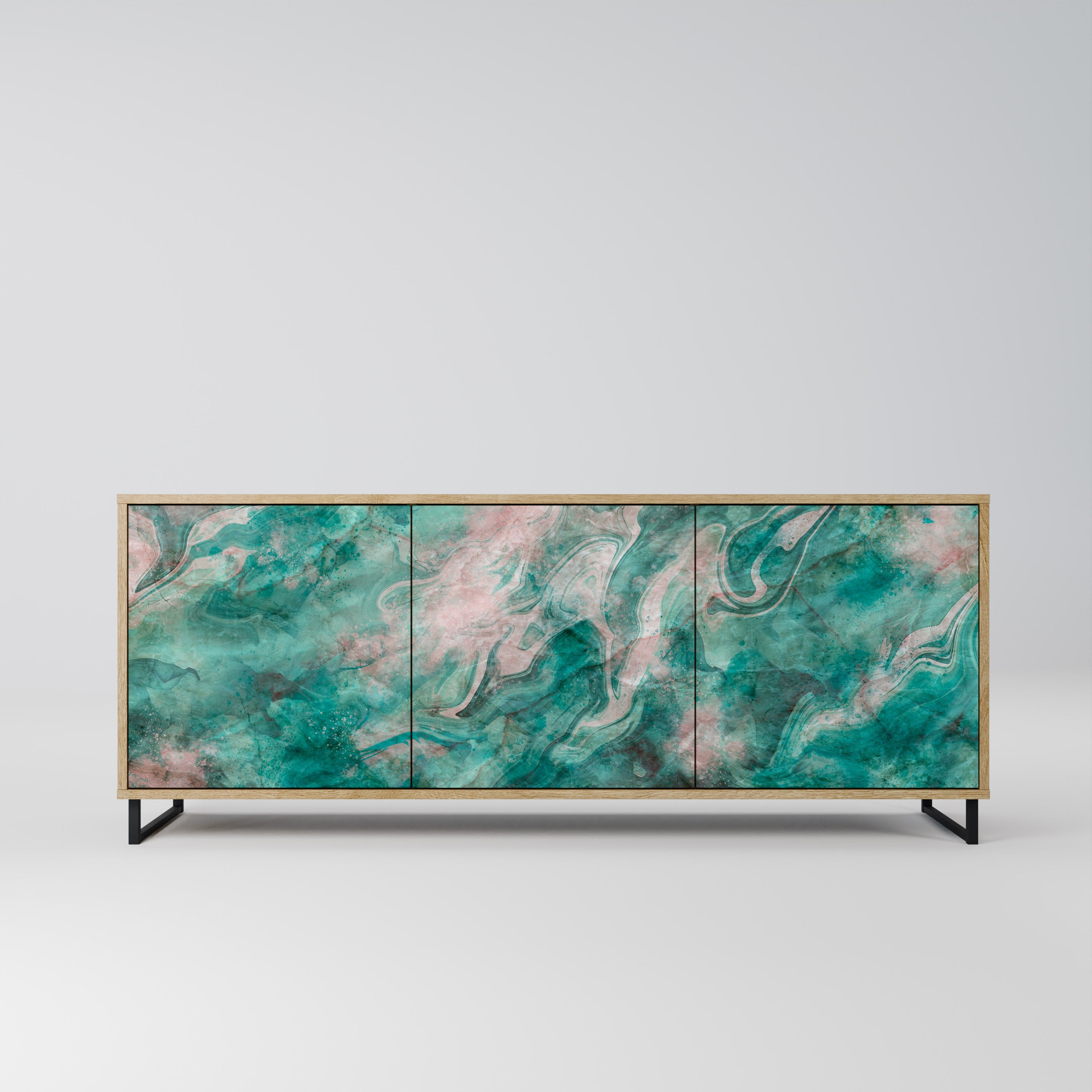 ABSTRACT ALCHEMY Aparador de 3 Portas em Efeito Carvalho