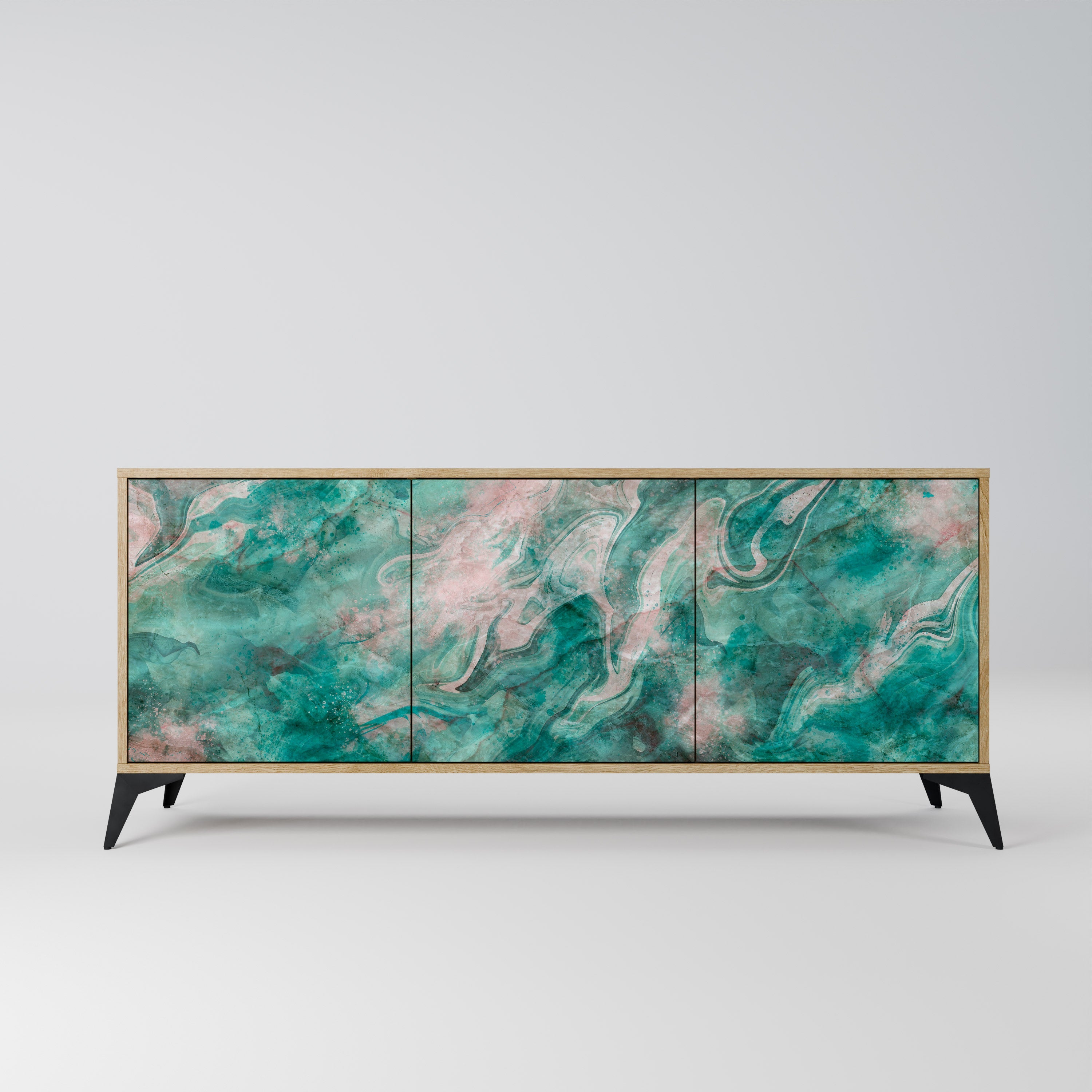 ABSTRACT ALCHEMY Aparador de 3 Portas em Efeito Carvalho