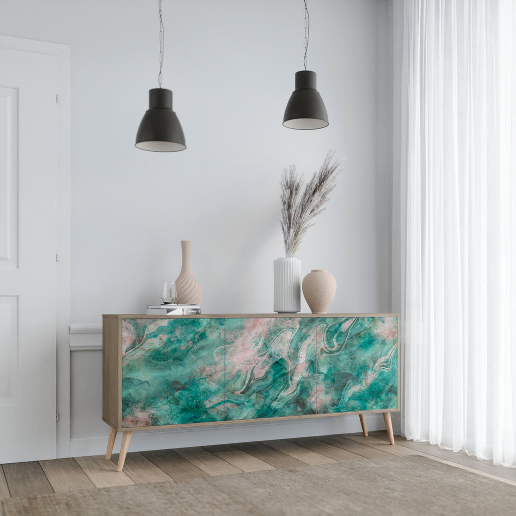 ABSTRACT ALCHEMY Aparador de 3 Portas em Efeito Carvalho