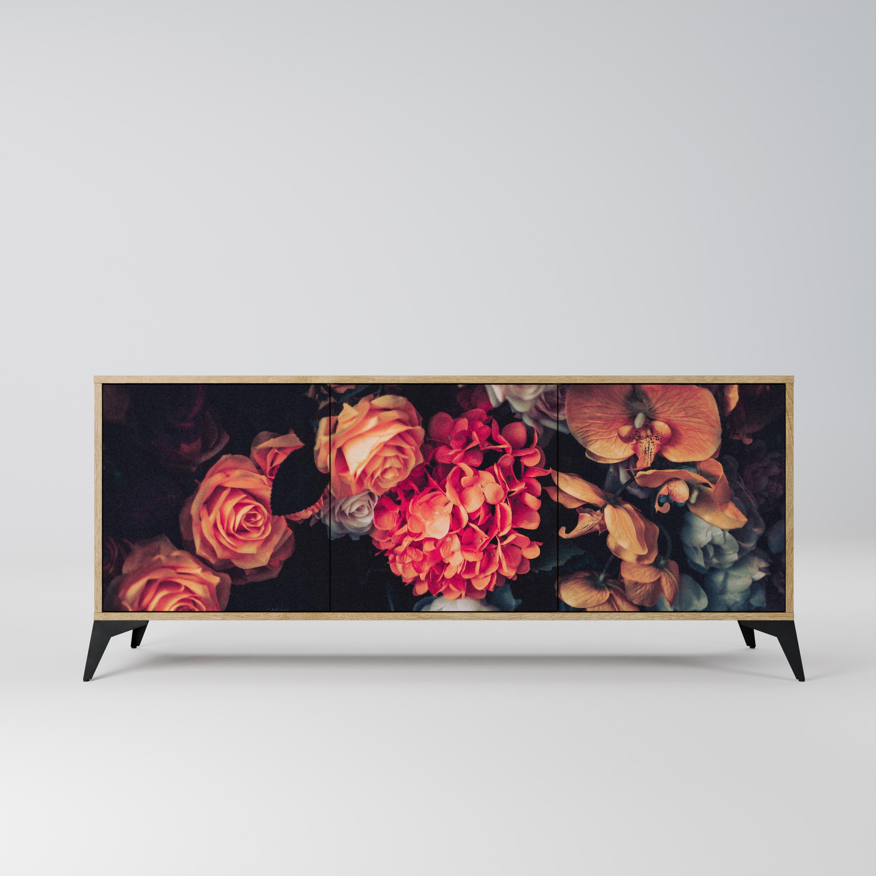 NEVERENDING BLOOM Aparador de 3 Portas em Efeito Carvalho